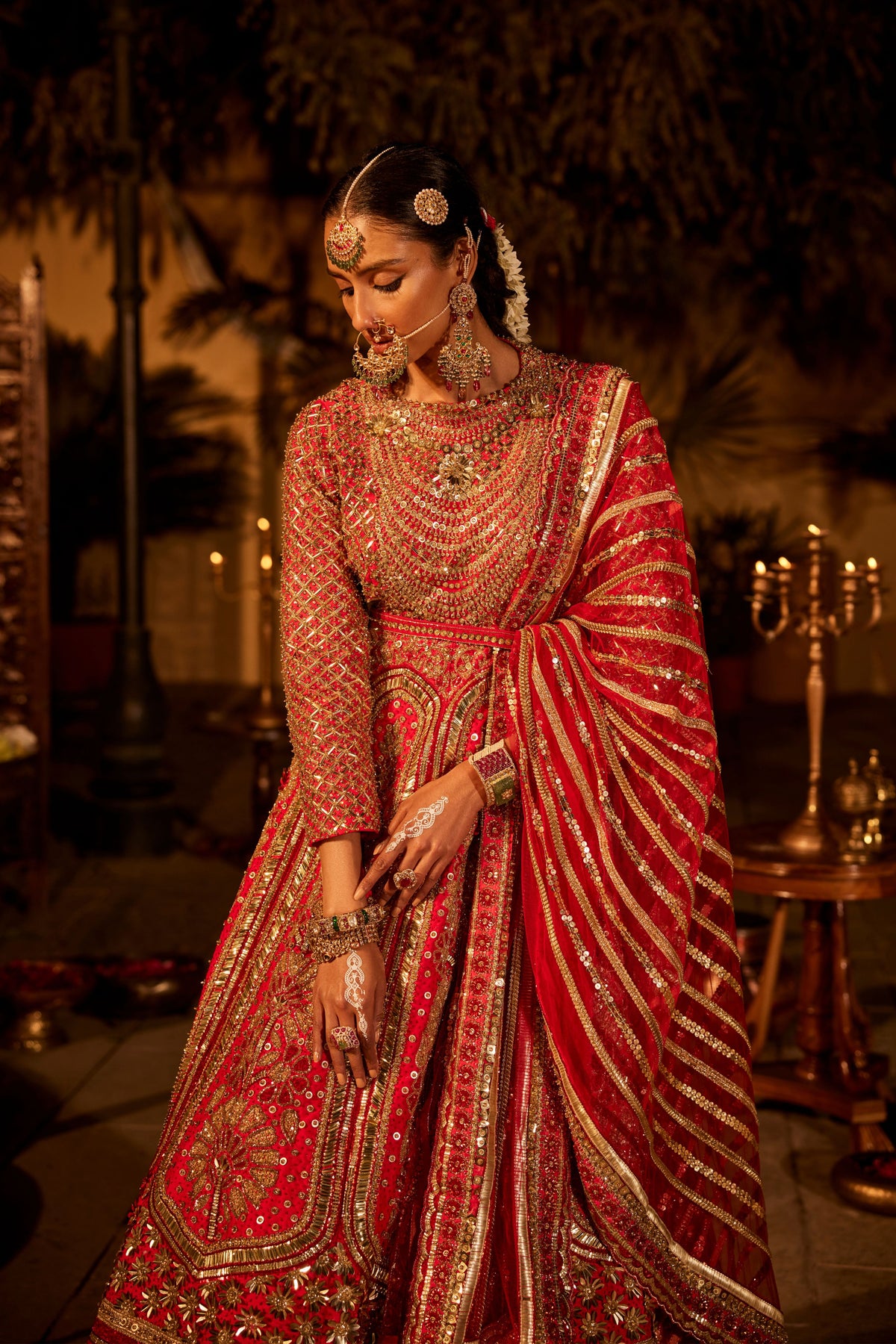 Red Maanika Anarkali Set