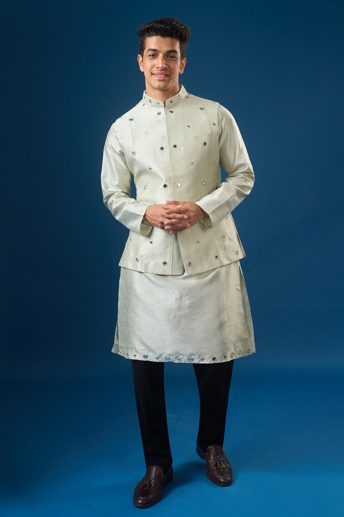 Sage Green Kurta-bundi Set