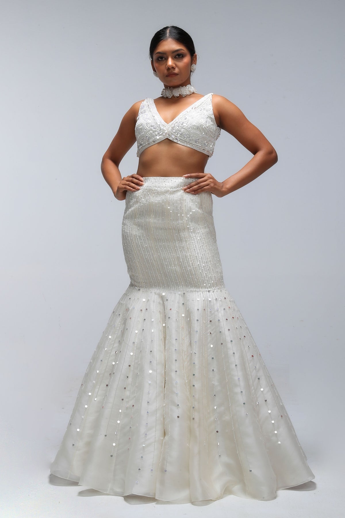 Ivory Illume Tidecurve Lehenga