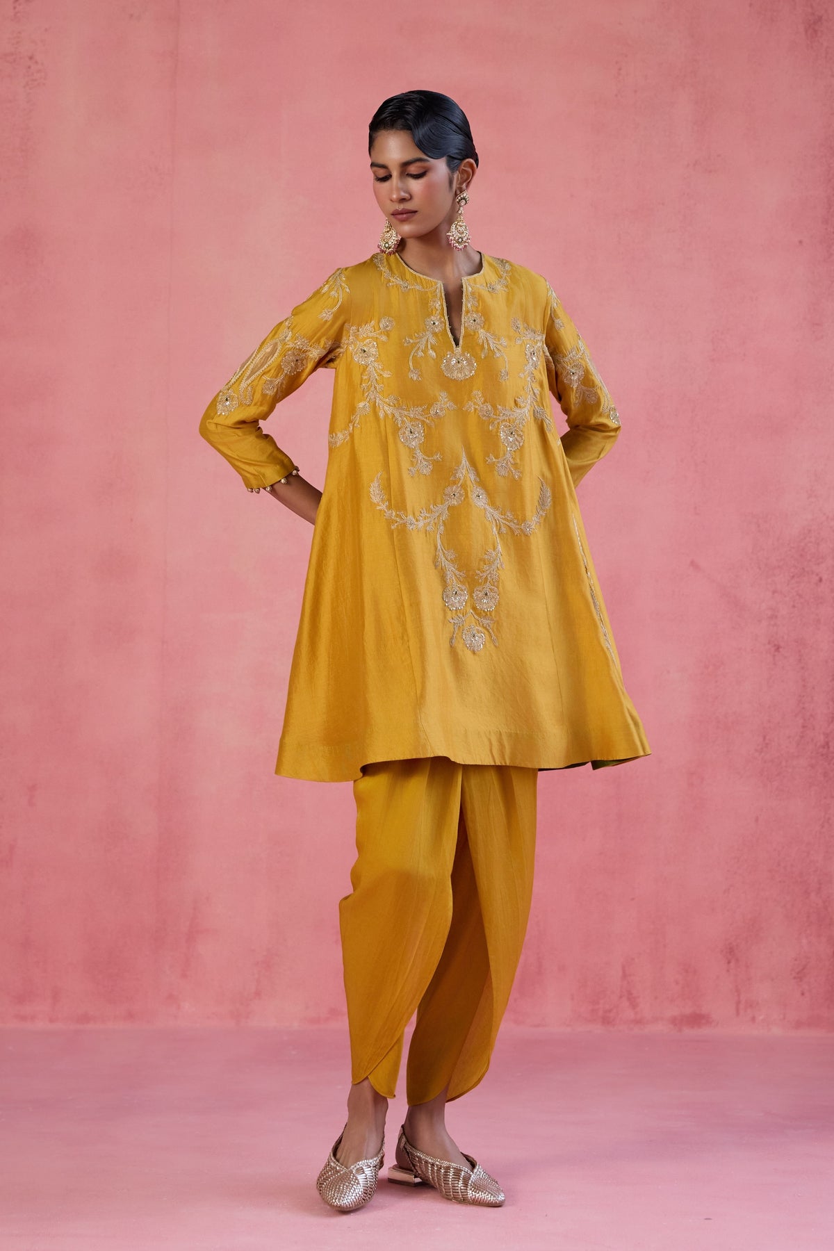 Nargis Mustard Dhoti Set