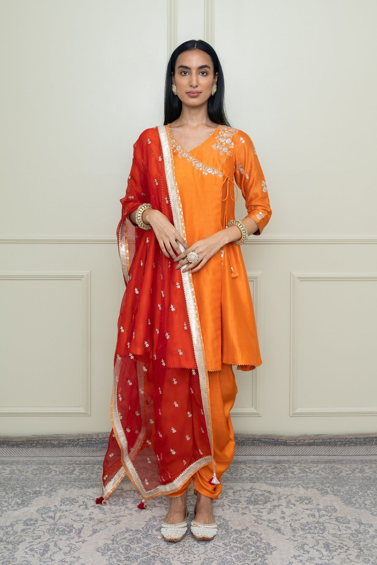 Pumpkin orange- shafira angrakha set
