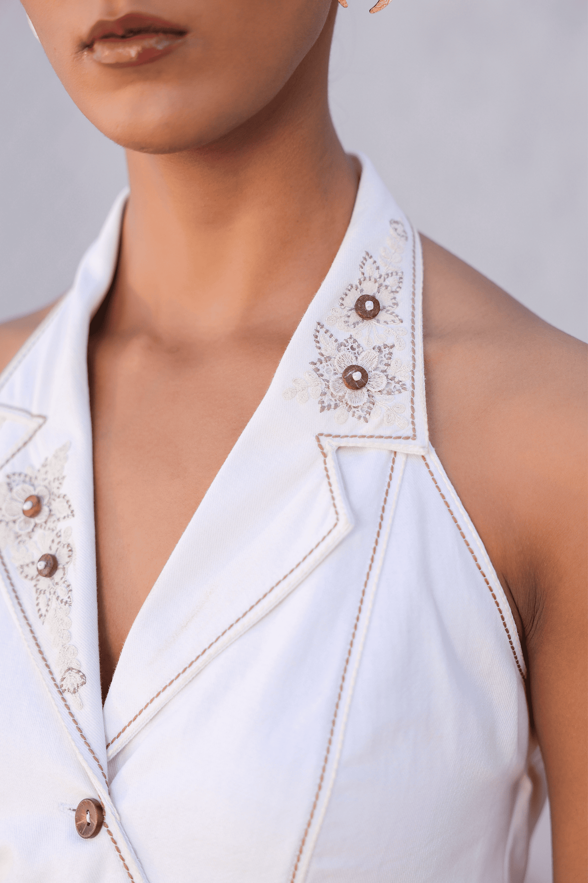 Azure Halter Neck Co-ord Set in White
