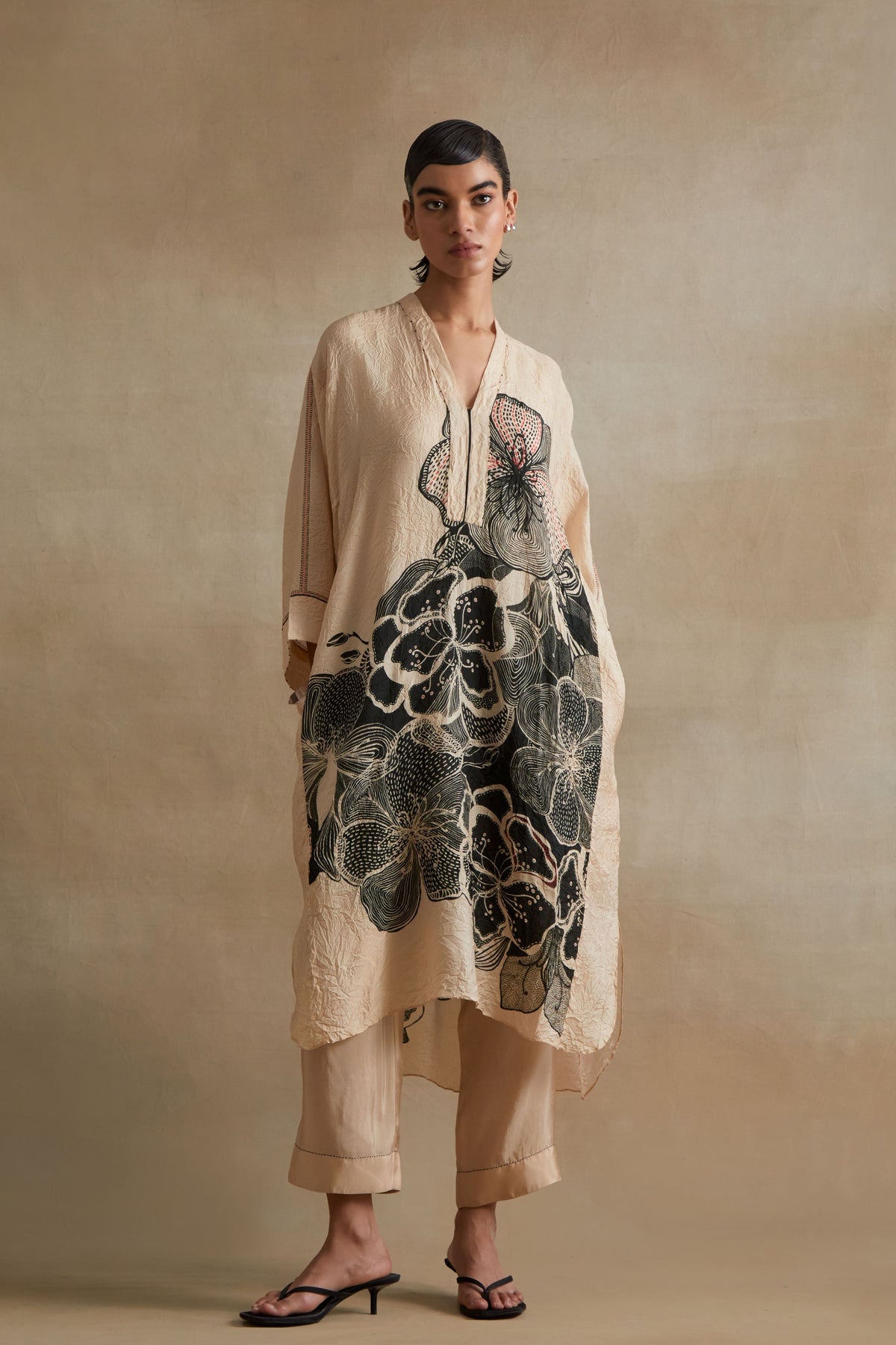 Clay Embroidered Floral Kurta Set