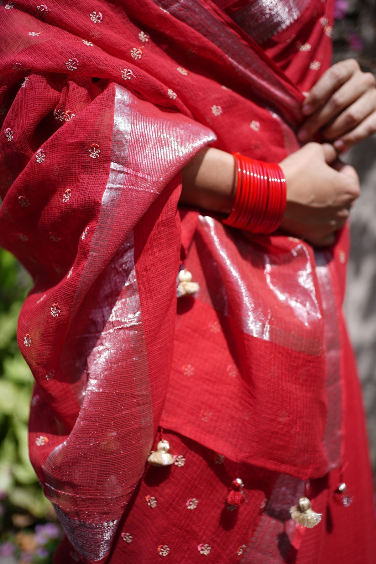 Ridhi Shimmering Heritage Red Saree