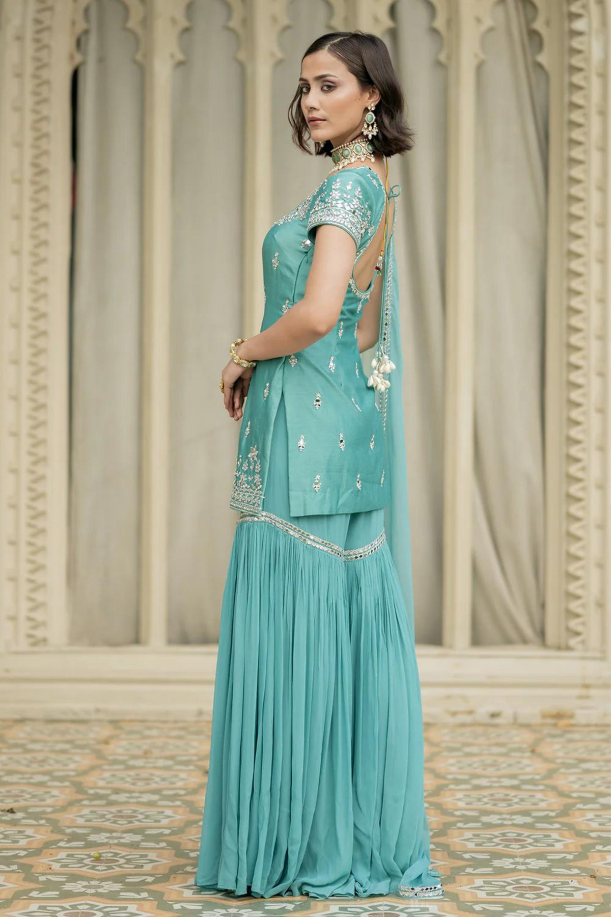 Blue Sharara Set