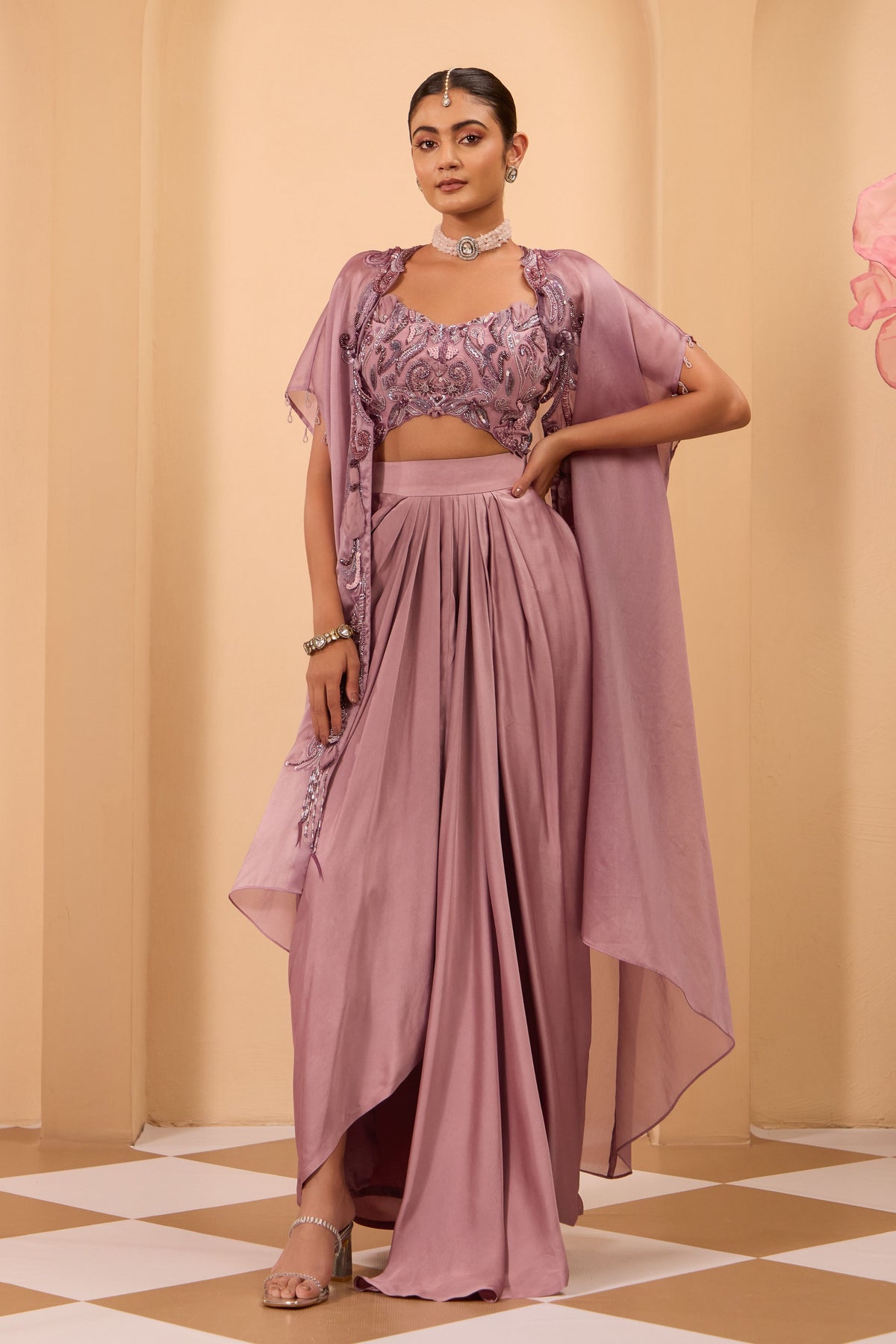 Purple Drape Skirt Set