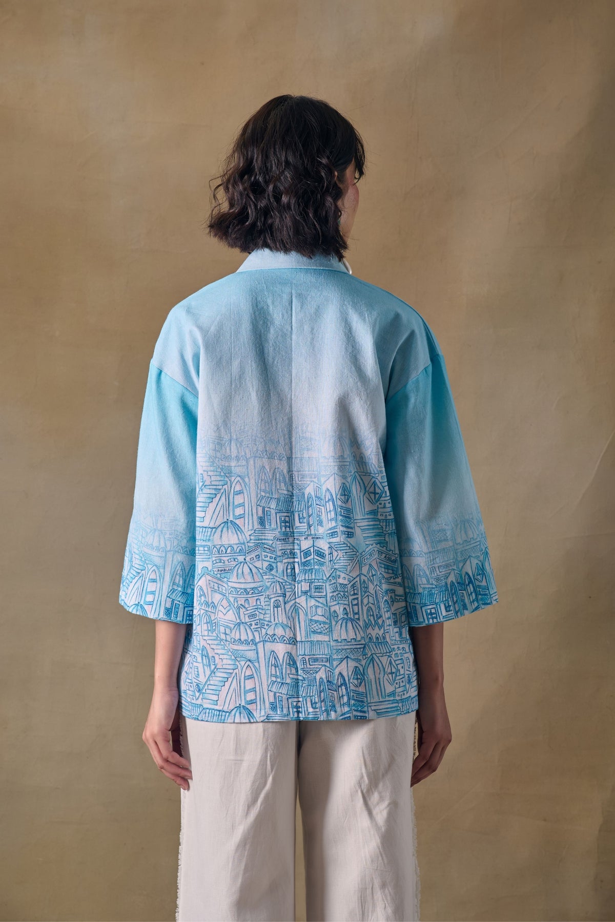 Blue Landscape Kimono Shirt