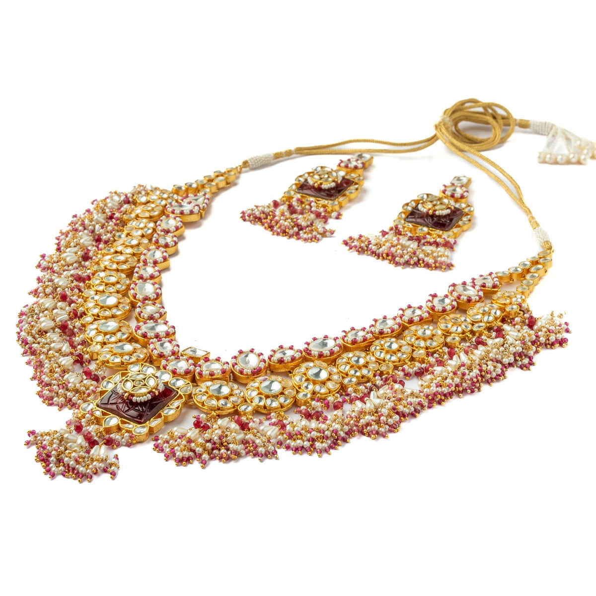 Red Kundan Polki Necklace Set