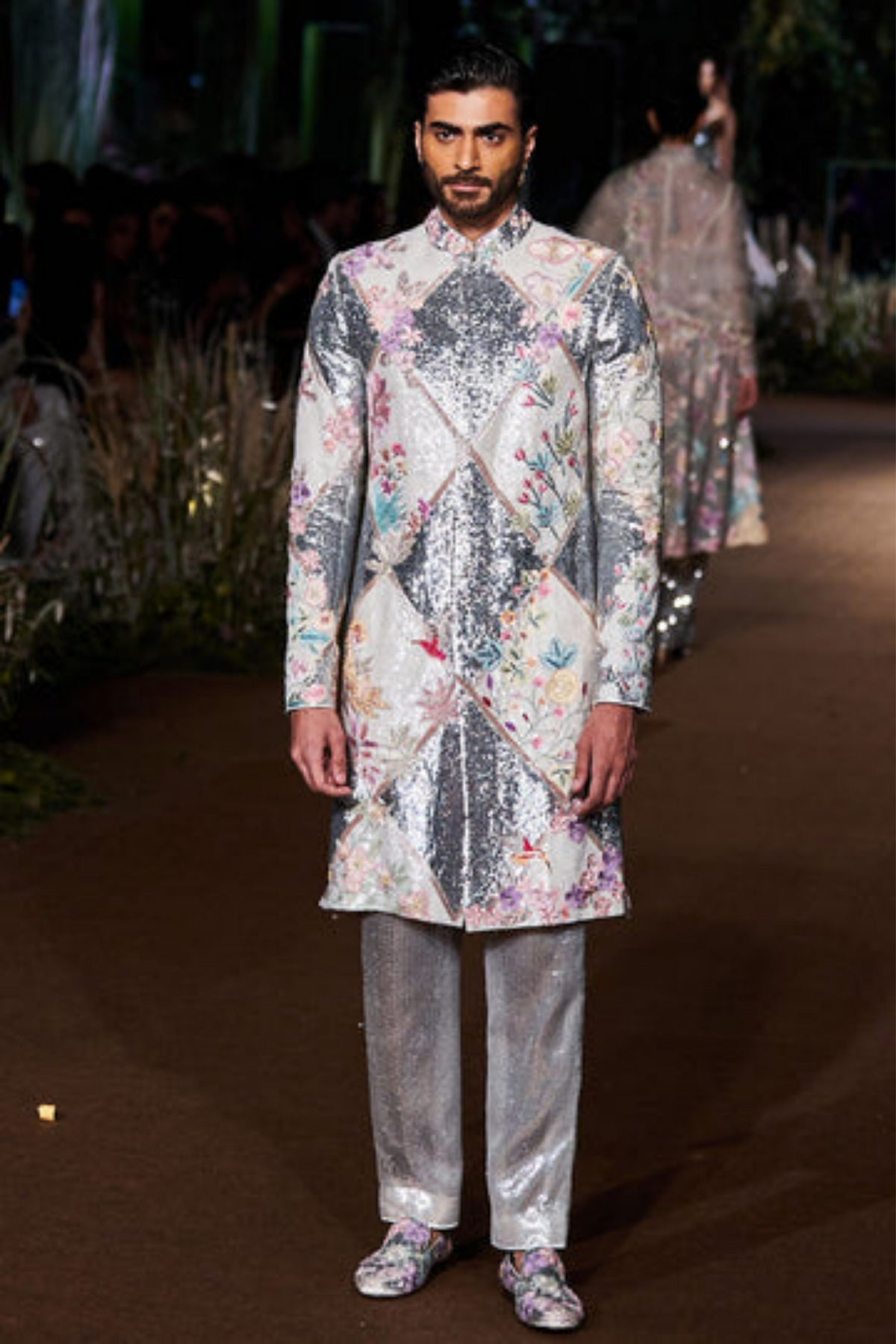 Sunderbans Moonshine Lattice Sherwani Set
