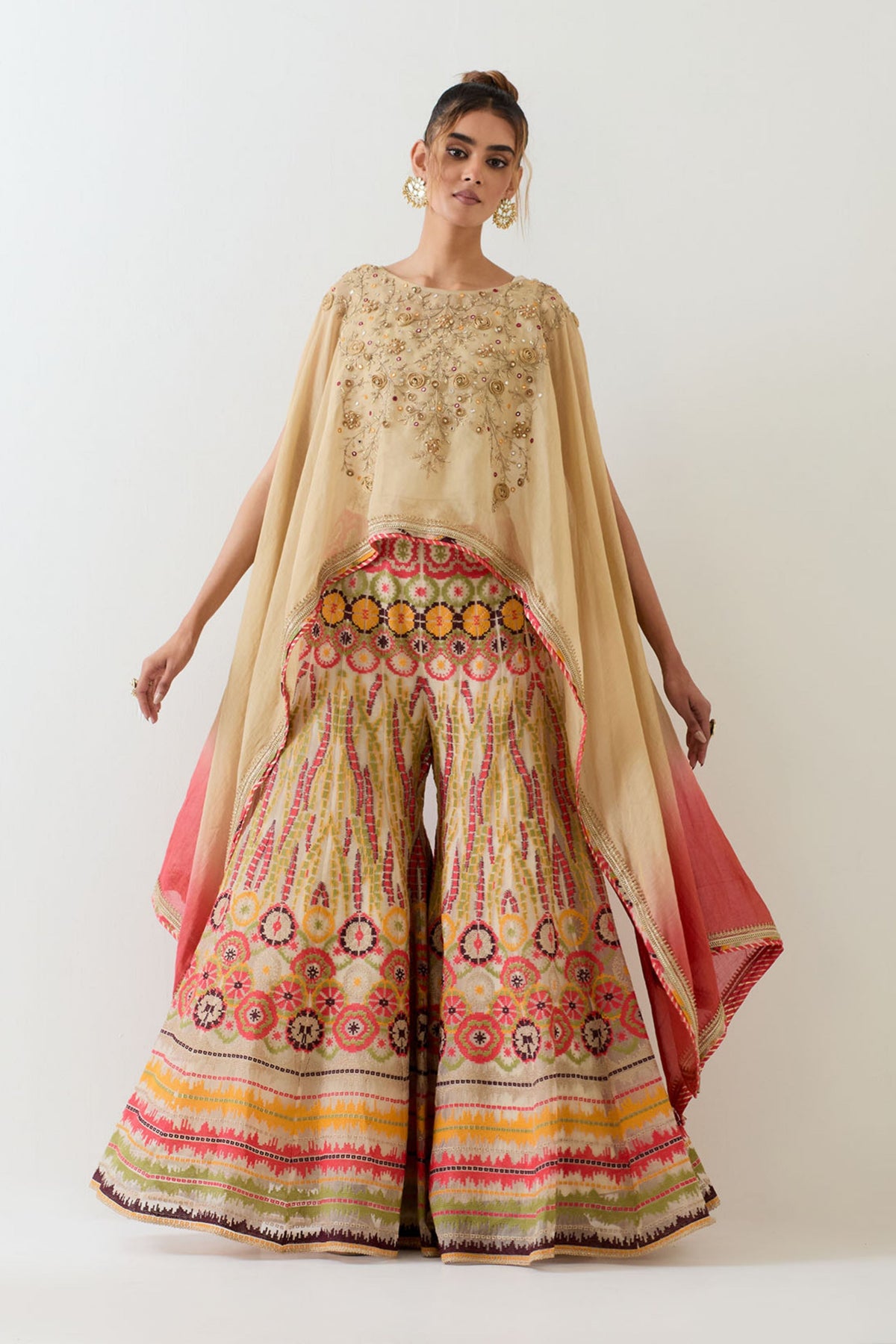 Tissue Chanderi Cape With Sharara