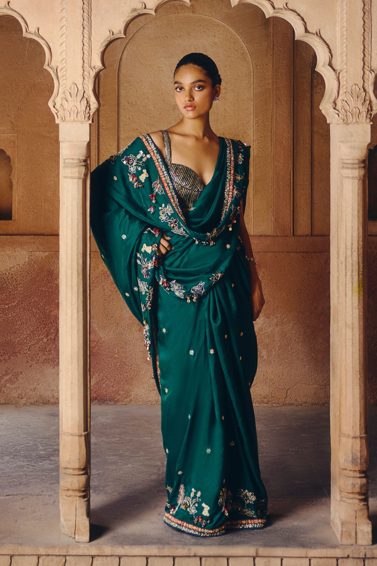 Emerald Canopy Saree