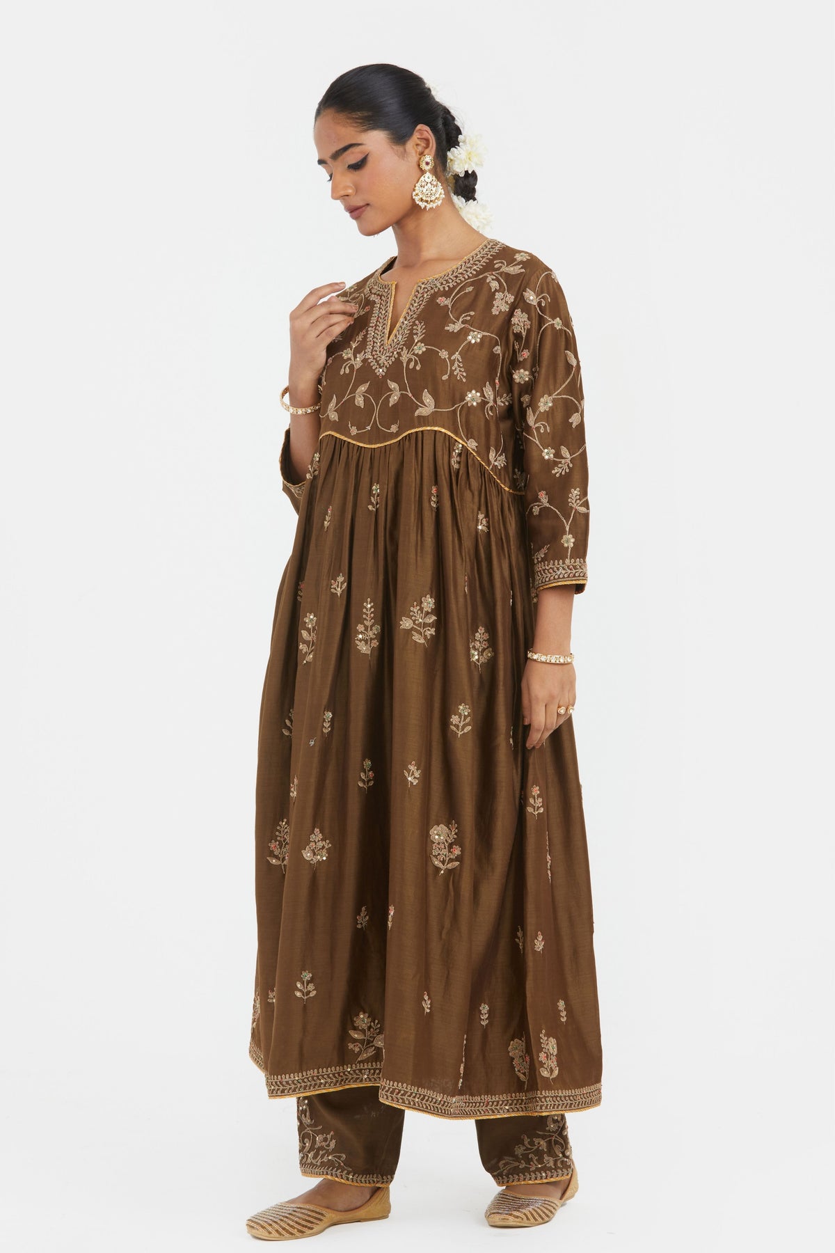 Olive Chanderi Kurta Set