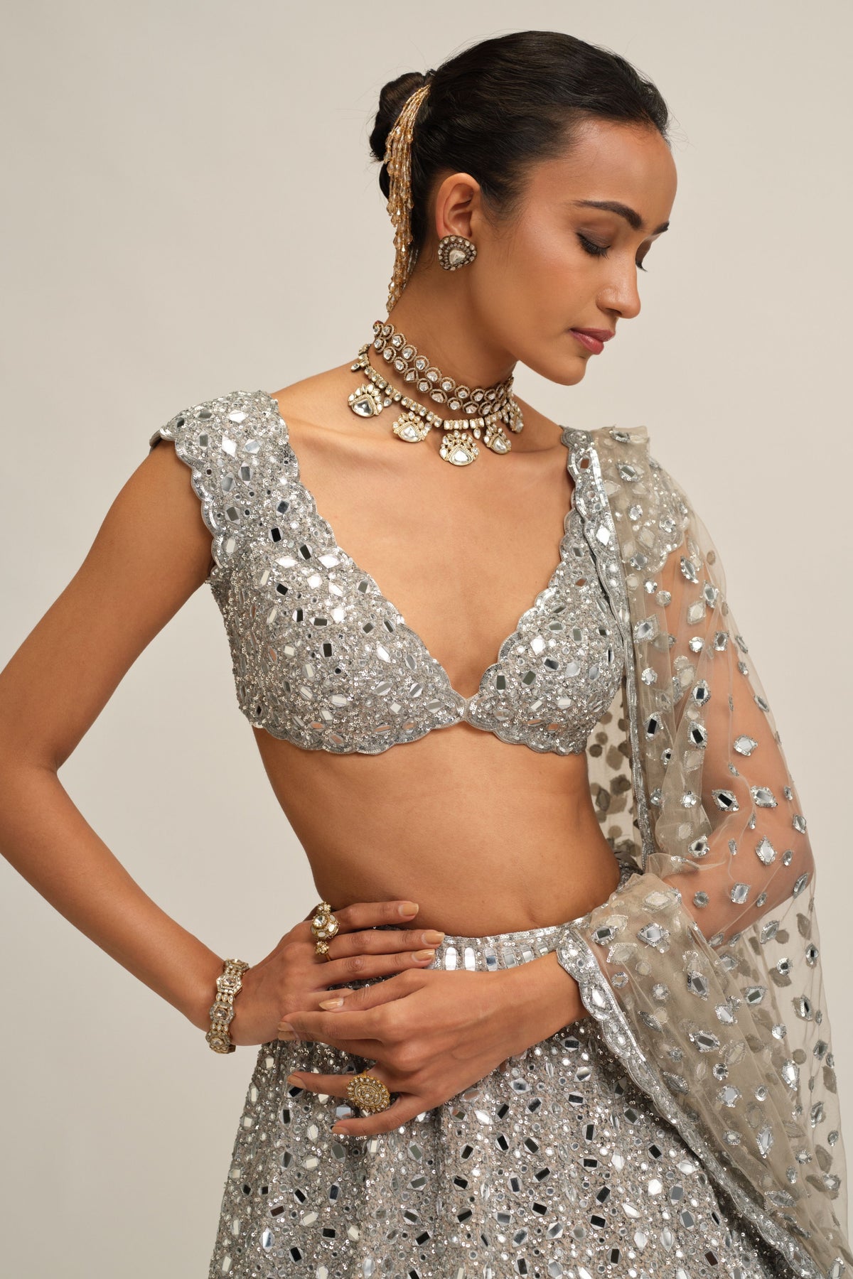 Silver Lehenga Set
