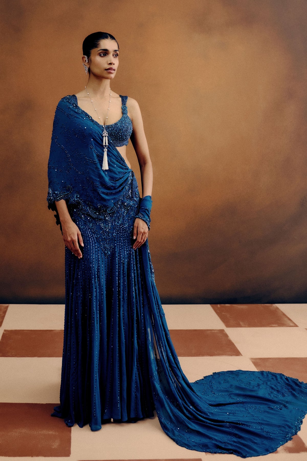 Oceanelle Draped Saree Set