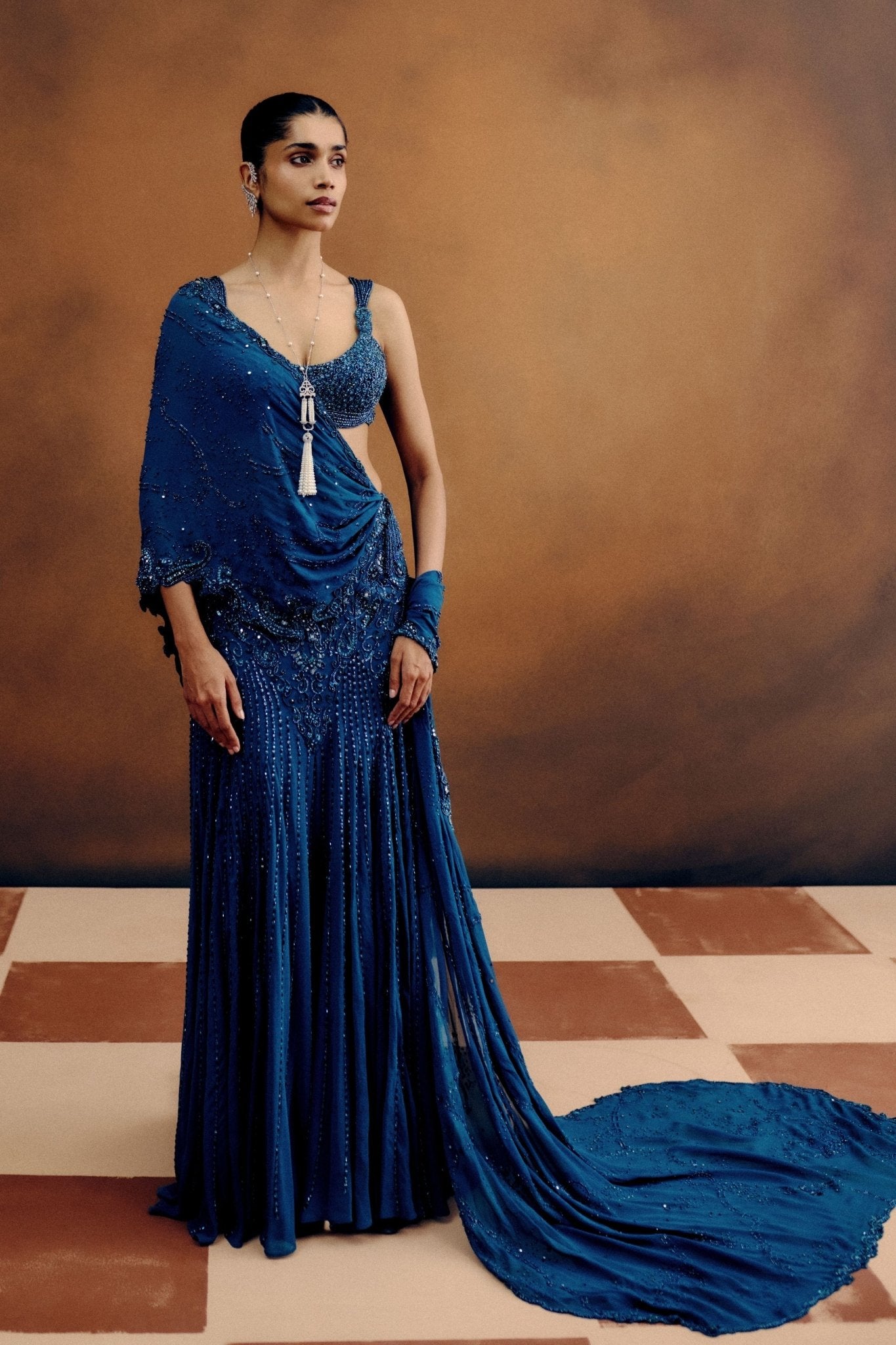 Oceanelle Draped Saree Set - Dolly J - Elahe