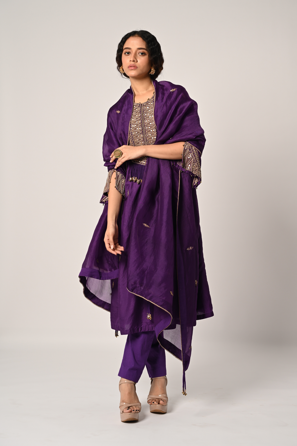 Purple Princess Cut Kurta Set
