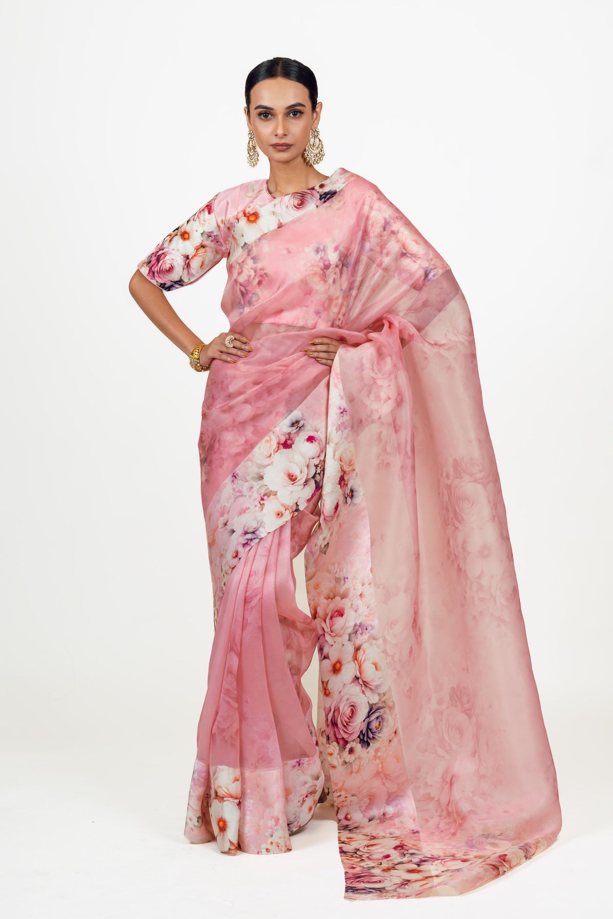 Lina Pink Organza Saree