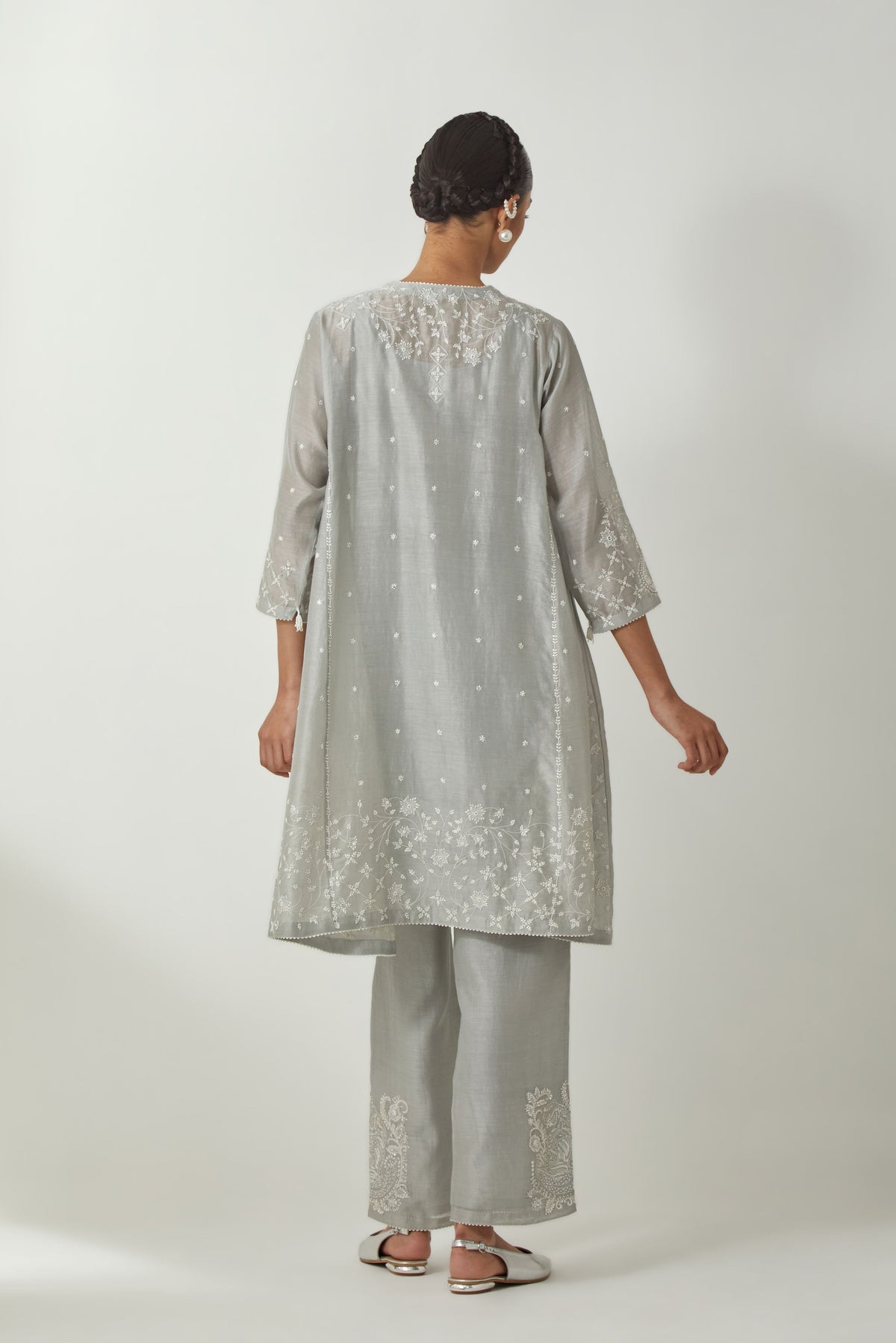 Grey Kalida Short Kurta Set