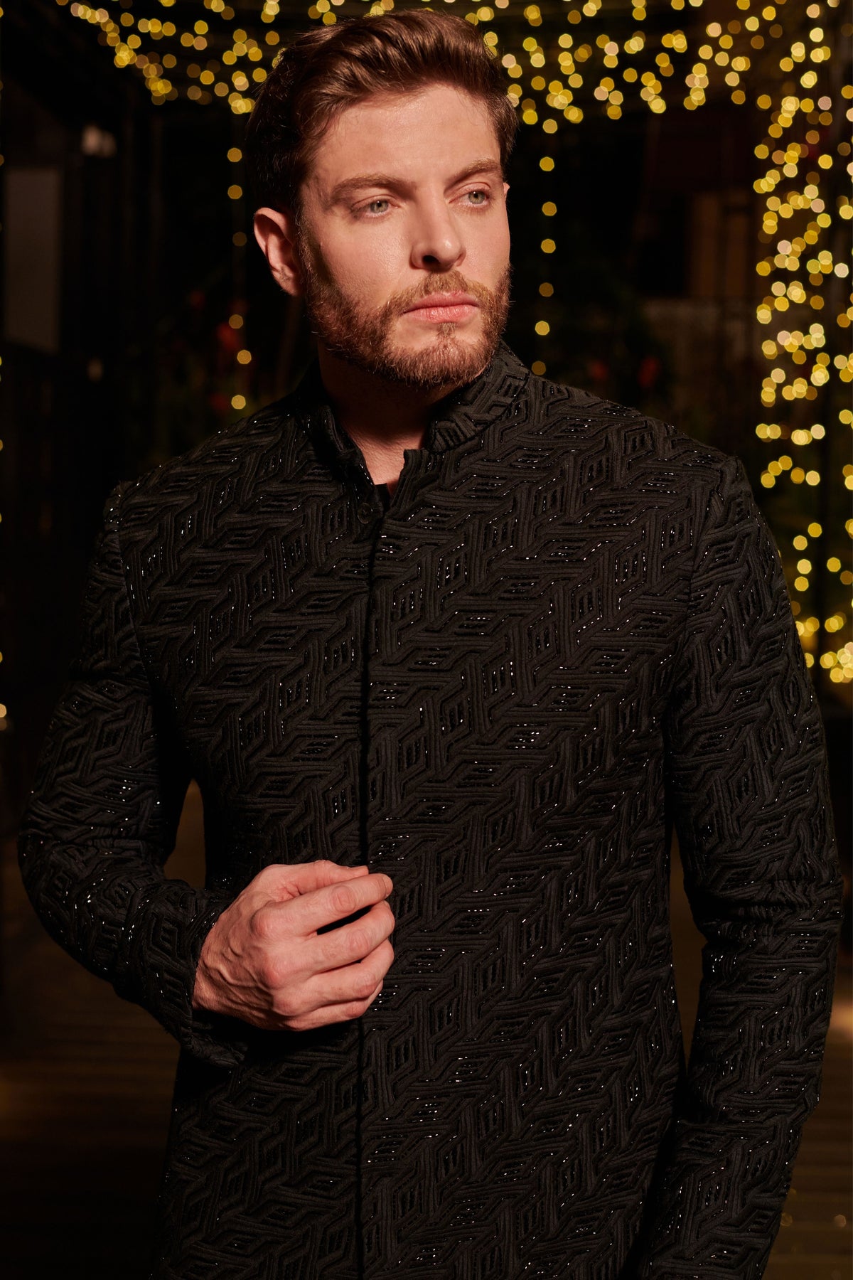 Jet Black Sherwani Set