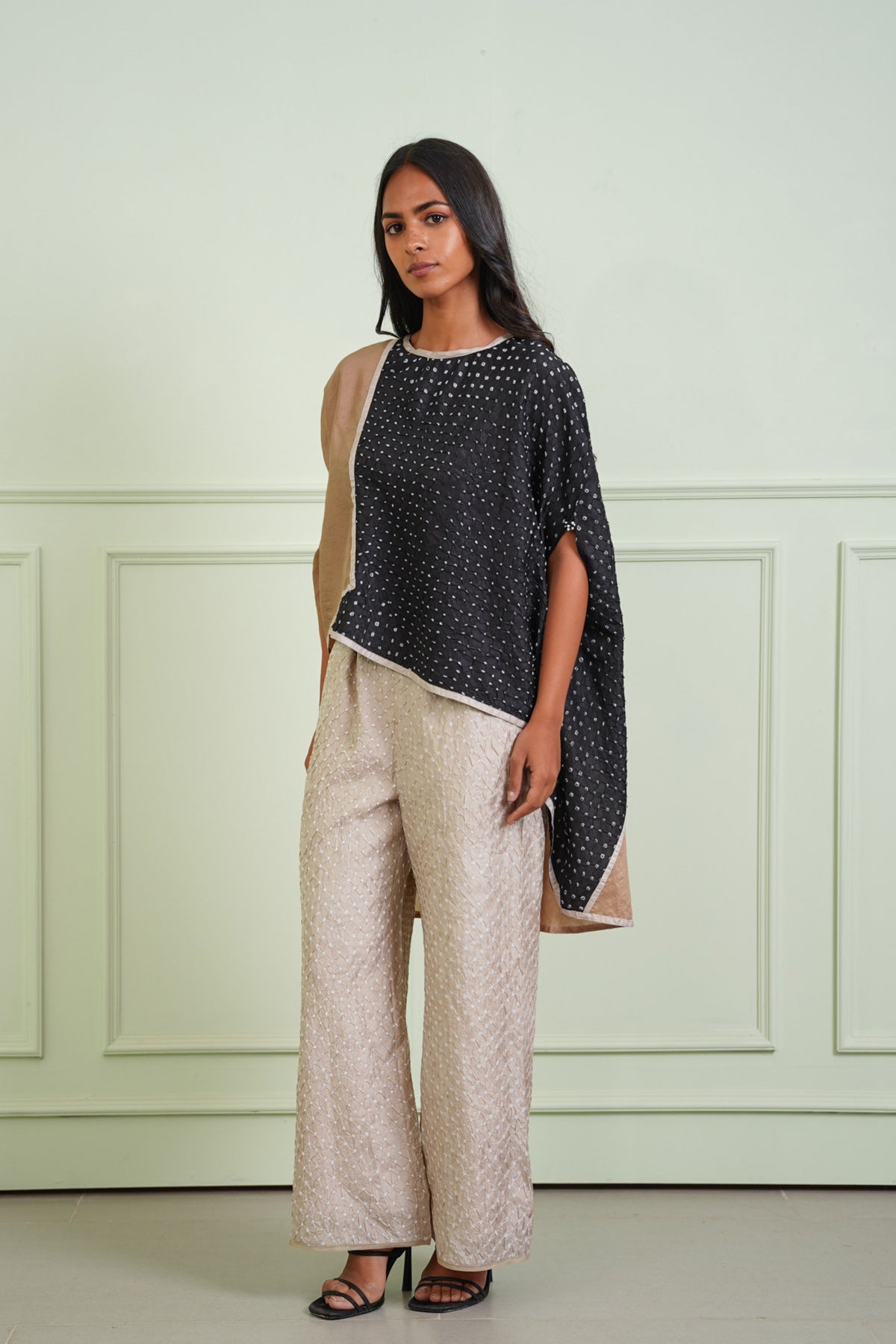 Crushed Bandhani Beige Pants