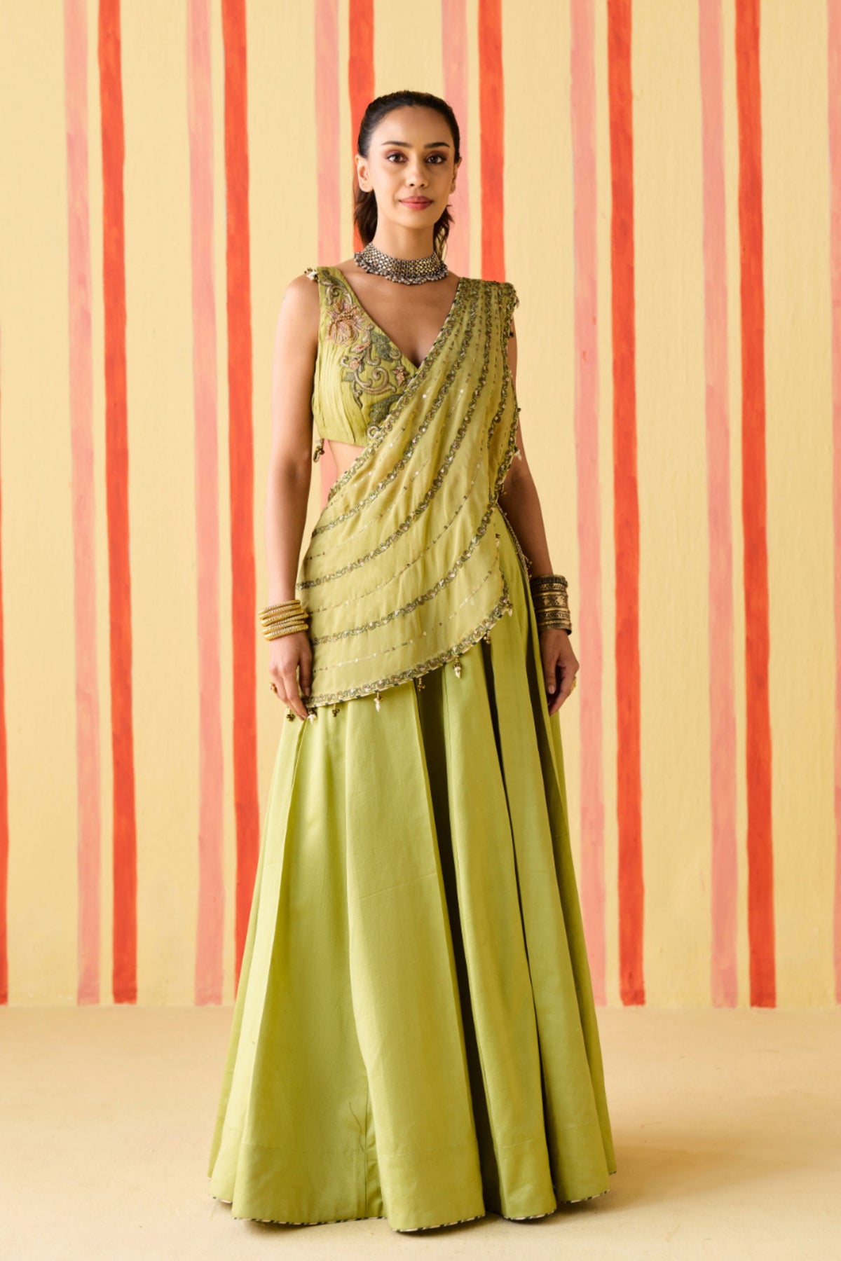 Gayatri Green Lehenga Set