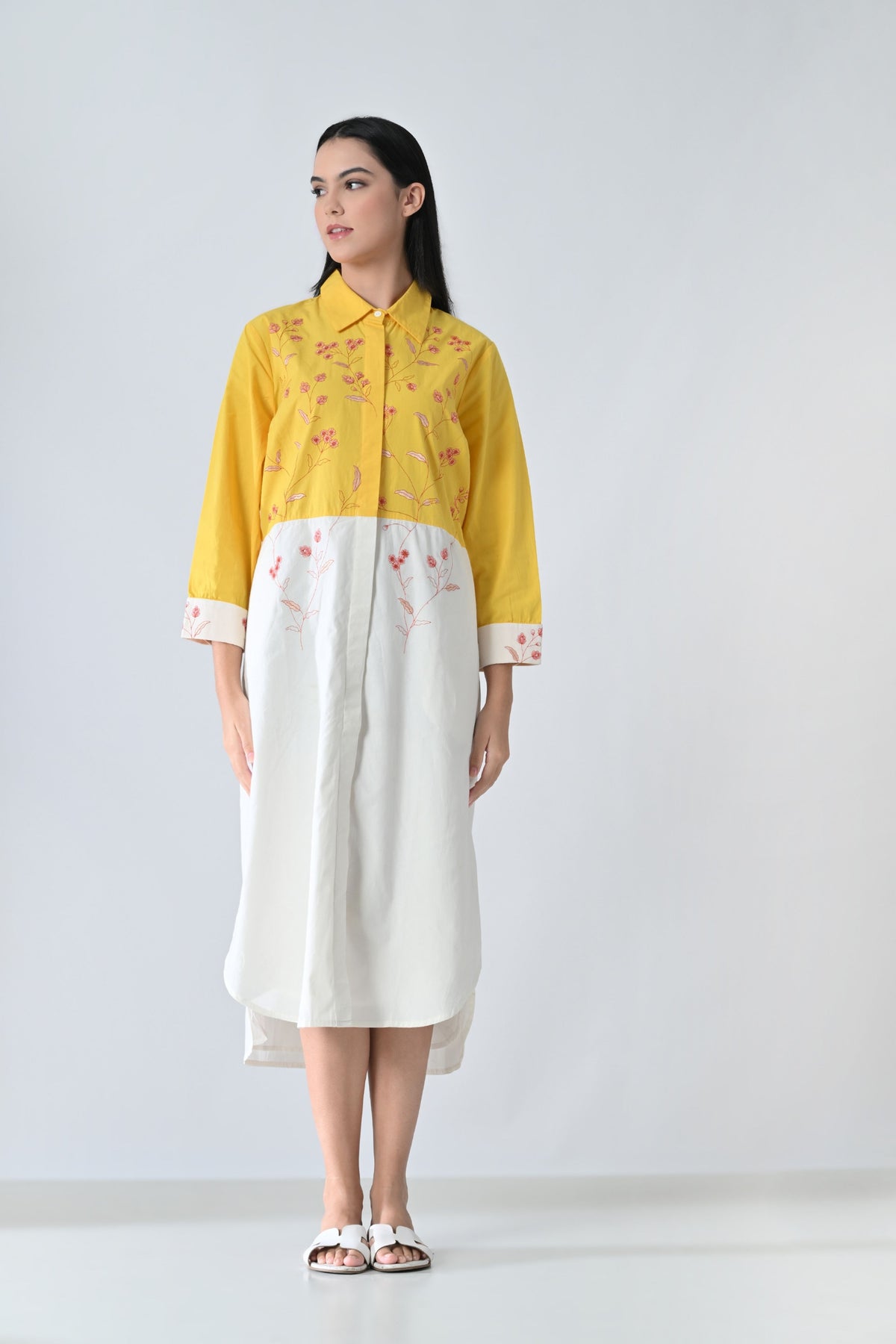 Sunlit Bloom High Low Shirt Dress