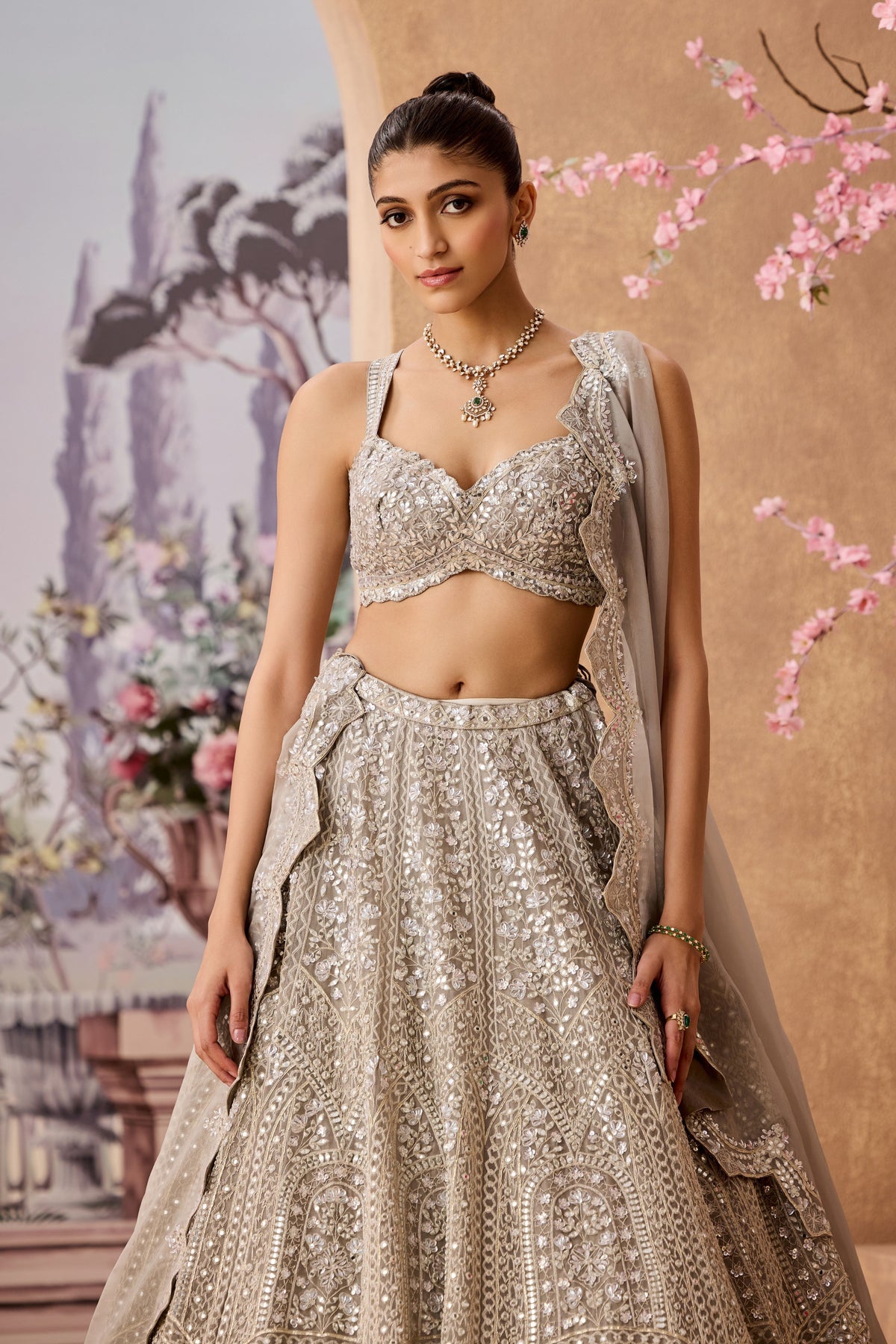 Msi Grey Heavy Dome Lehenga Set