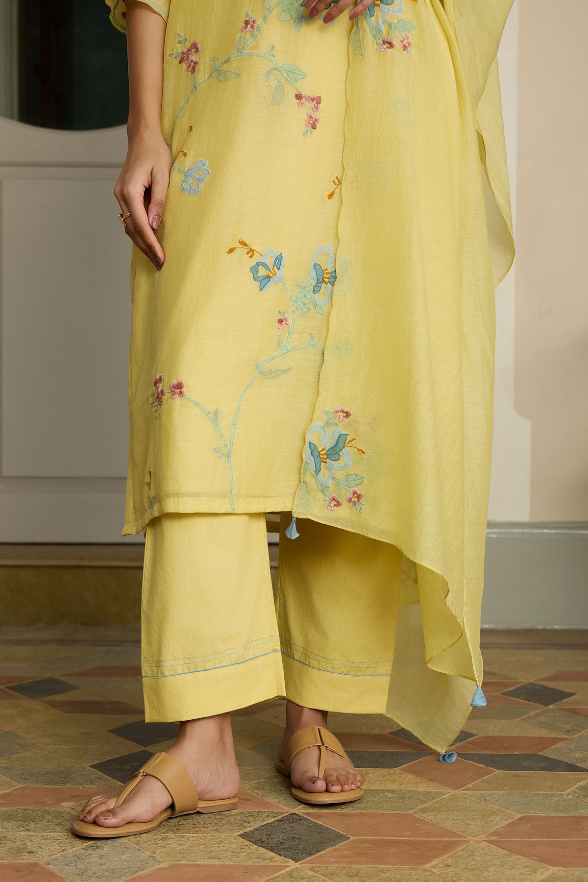 Lemon Applique Kurta Set