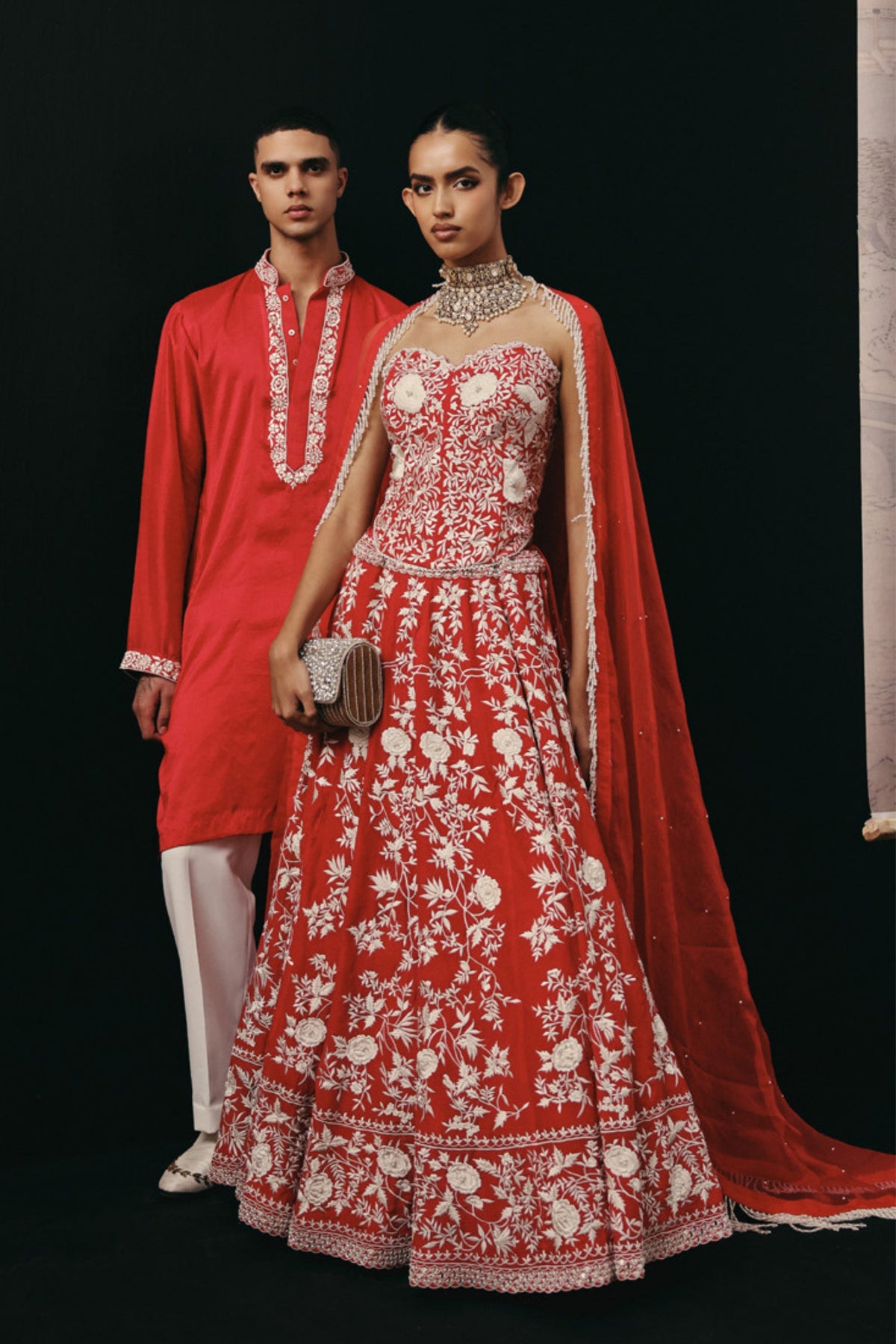 Red Corset Lehenga Set
