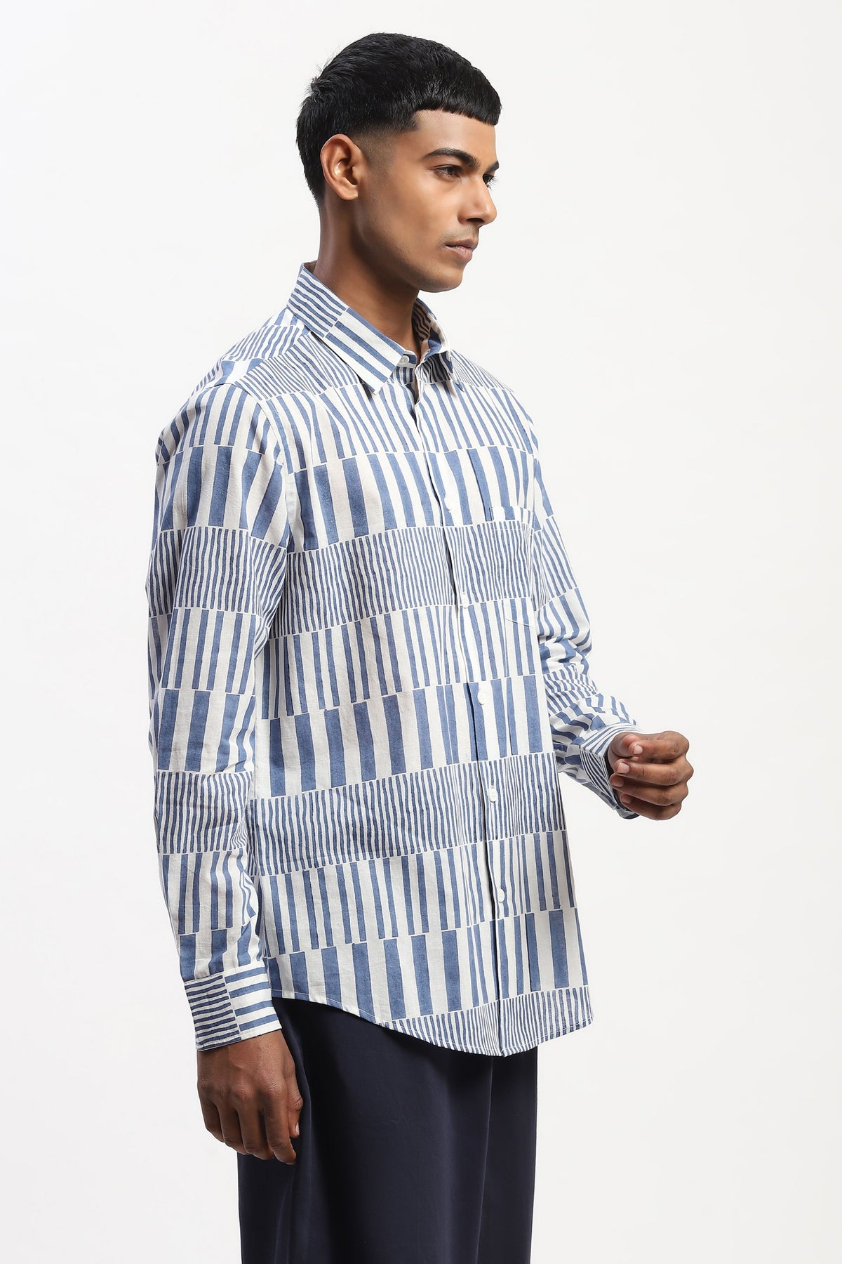 Hand Block Printed Stripes Shirt