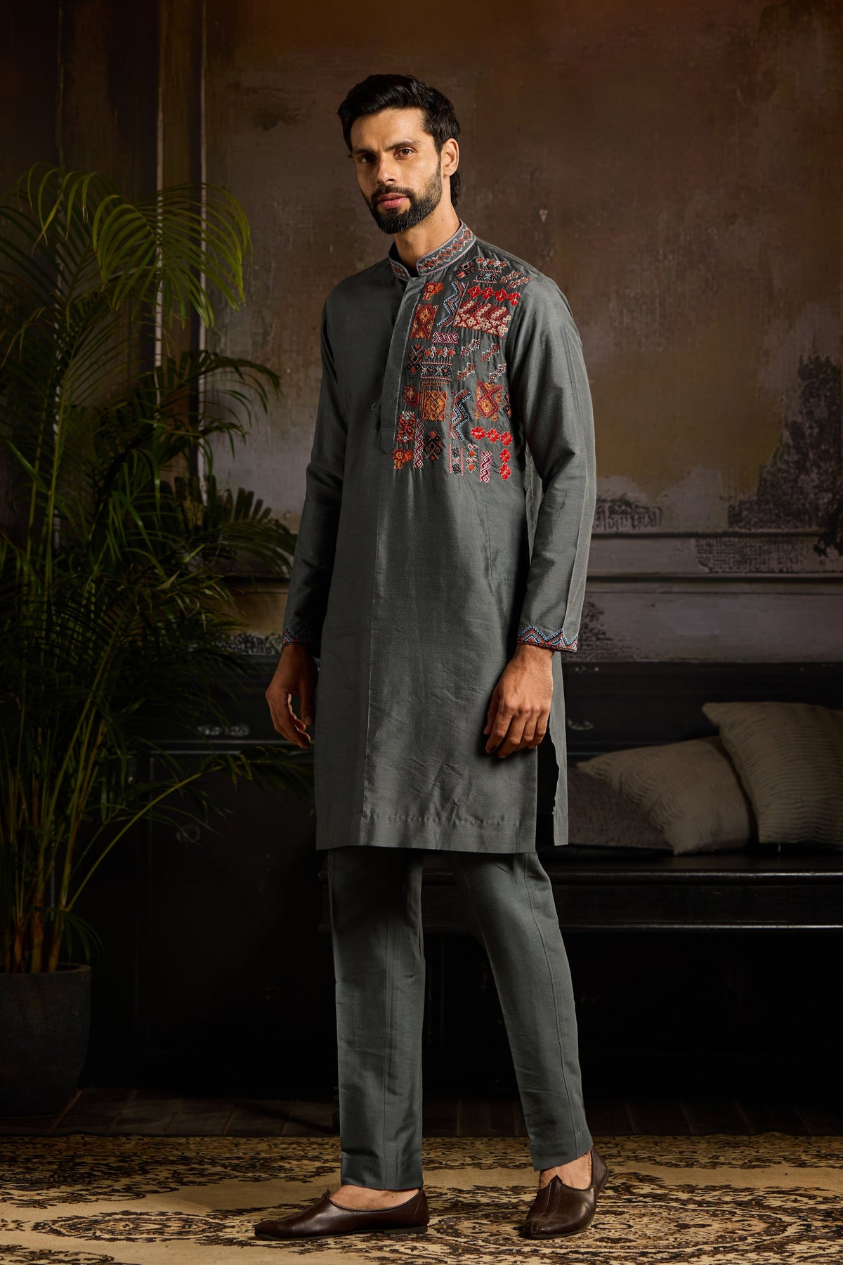 Colorful Trible Embroidered Kurta Set