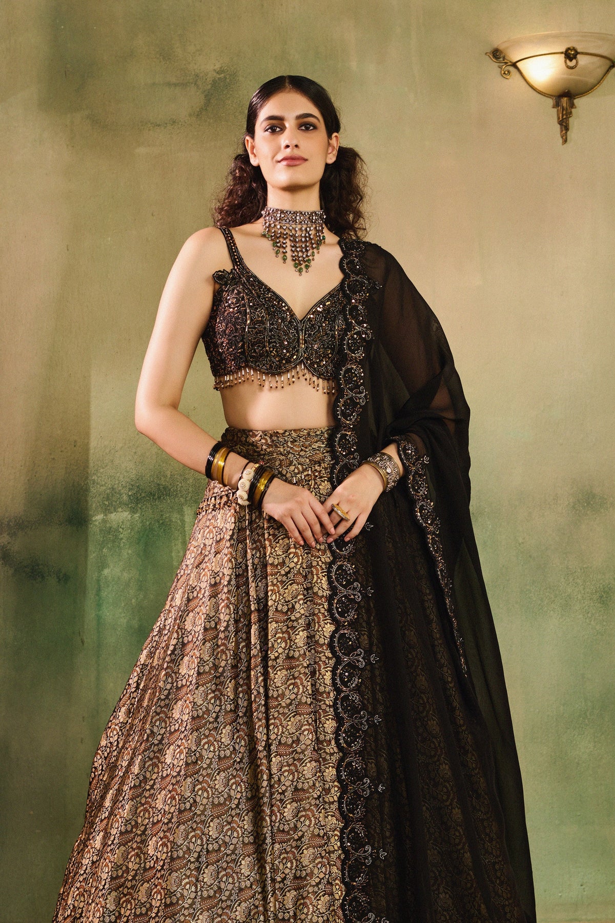 Tassel Tara Black Lehenga Set