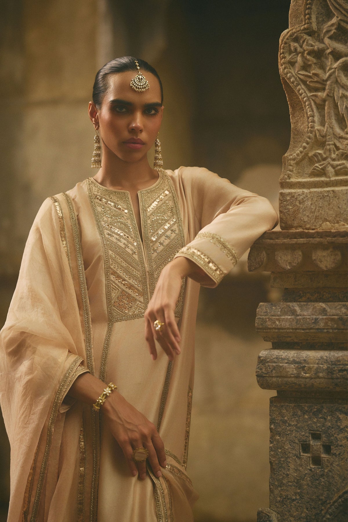 Beige Straight Kurta Set