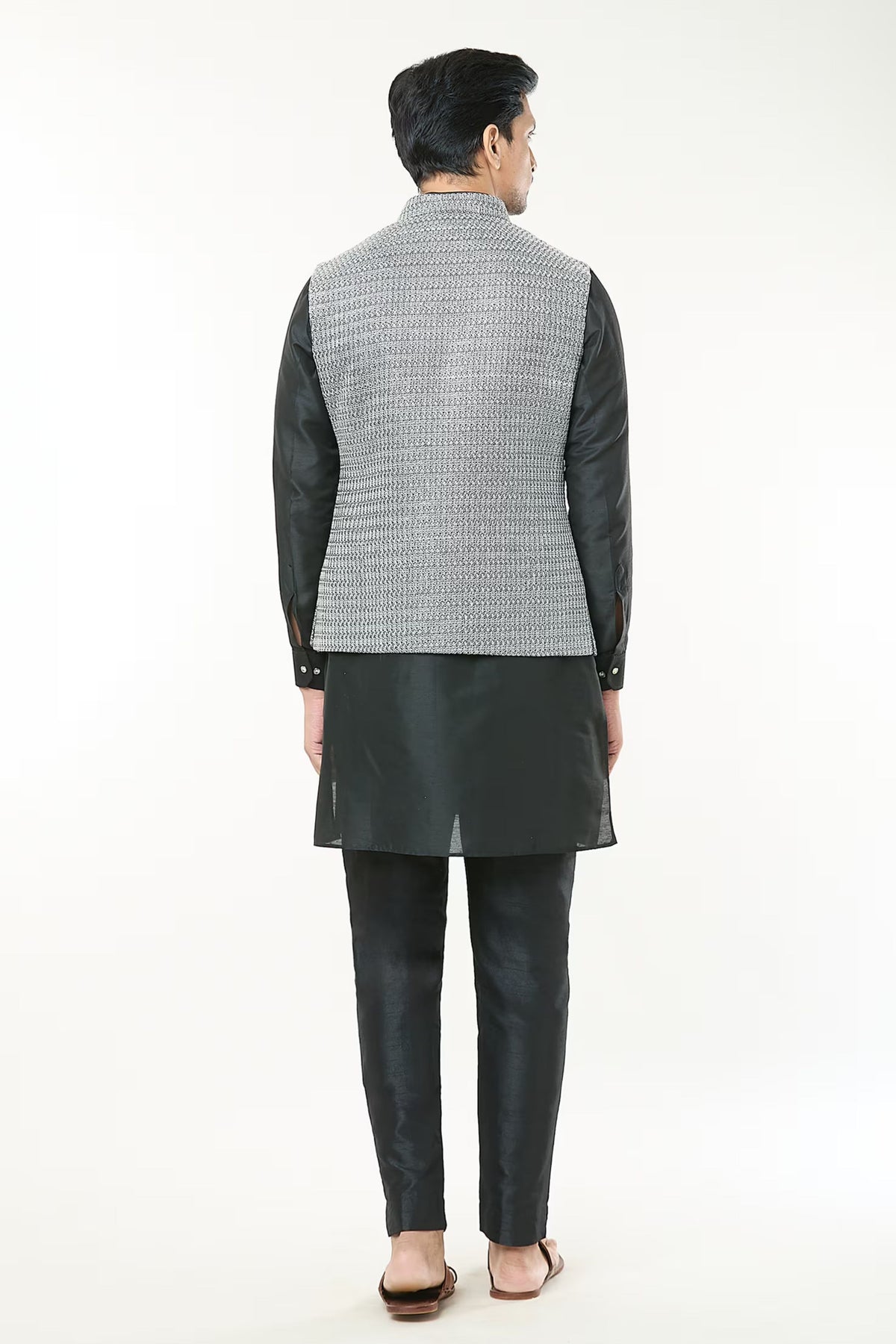 Black Embroidered jacket Set