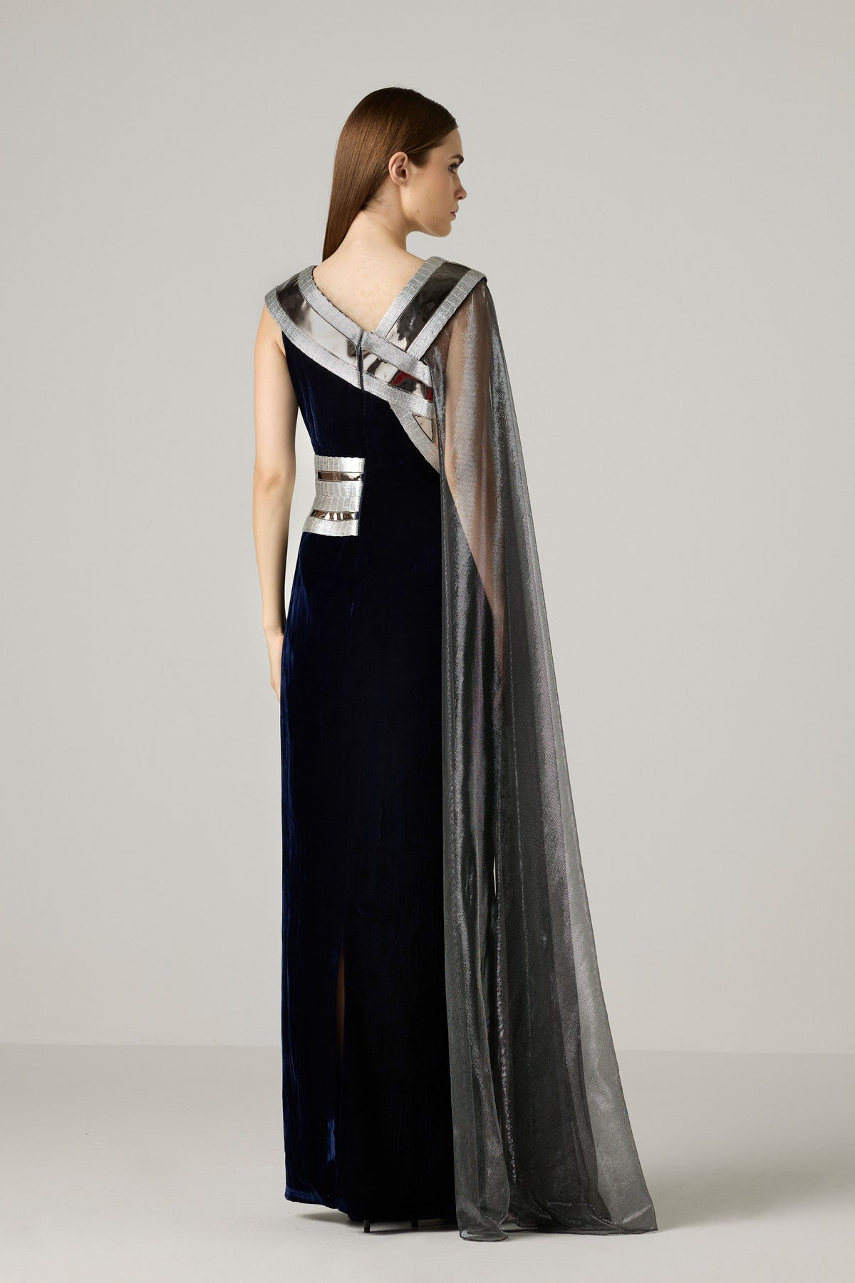 Metallic Tape Velvet Dress