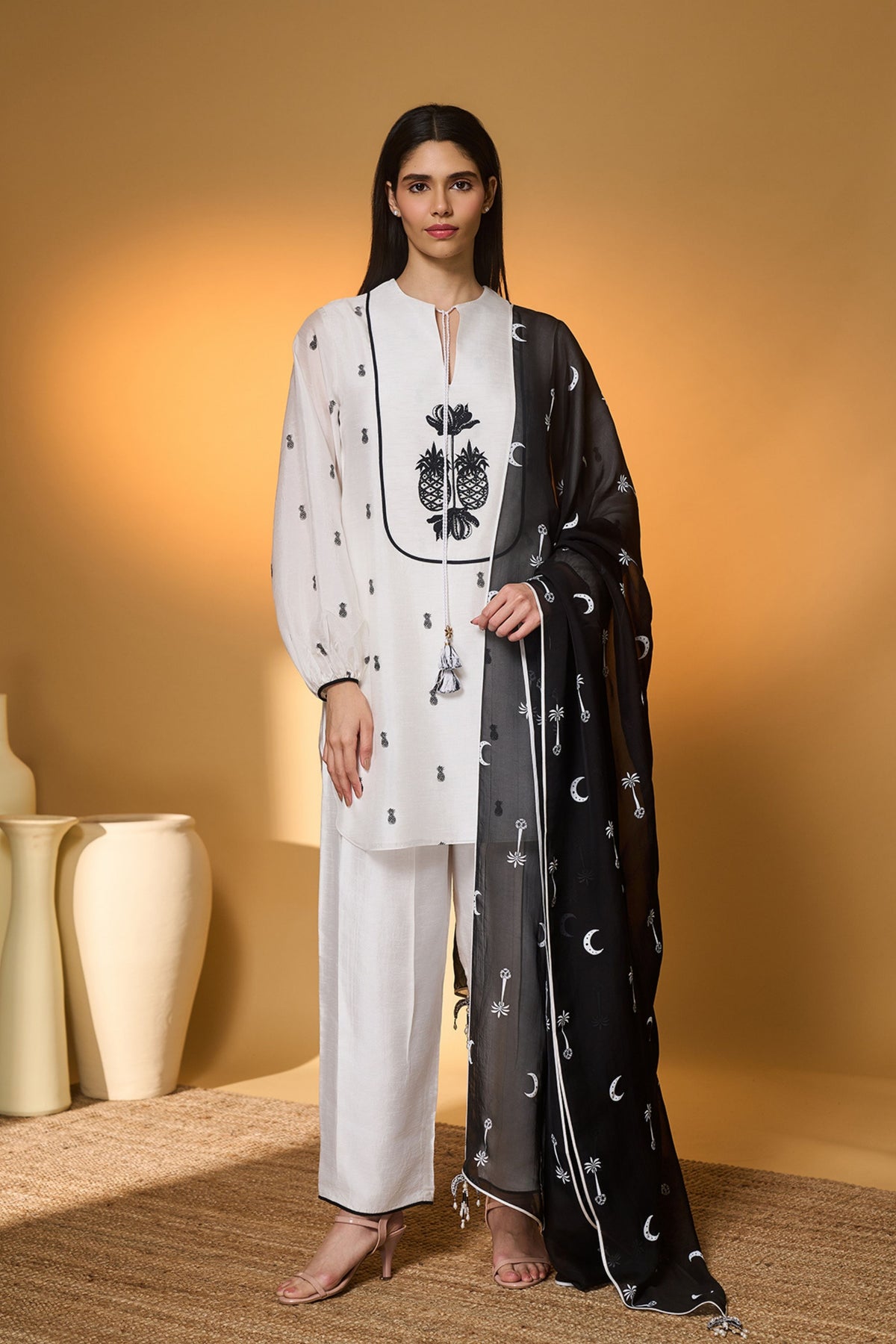 Ivory Pine-code Kurta Set