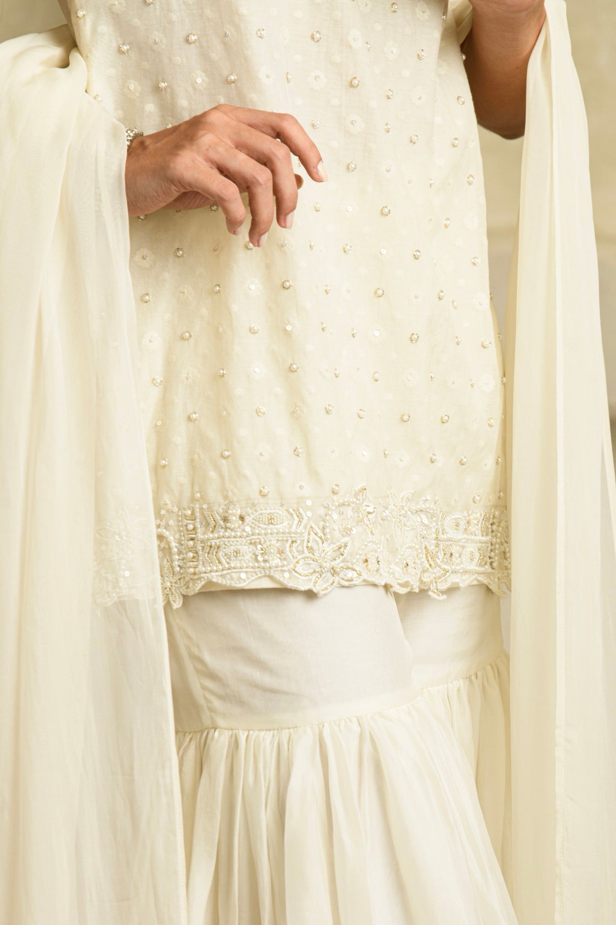 Ishqiya Tunic Set in Chandrika Ivory