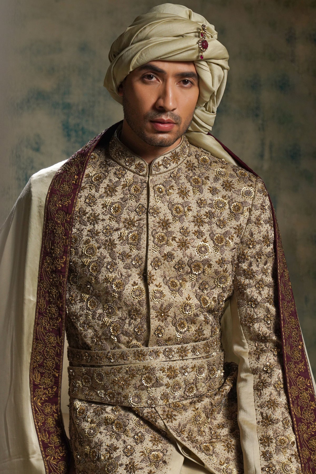 Sand Grey Sherwani Set