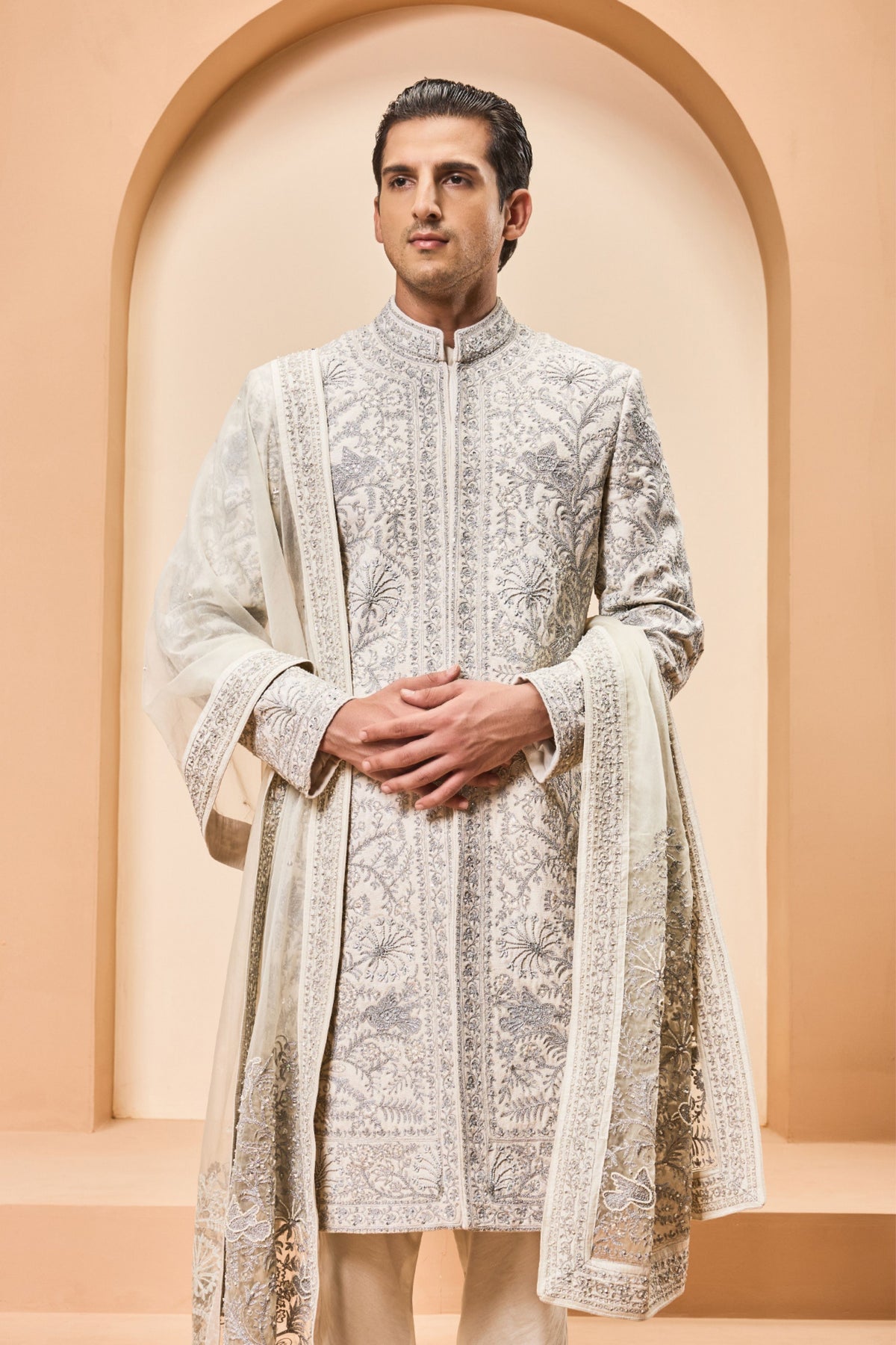 Ivory Zari Sherwani Set