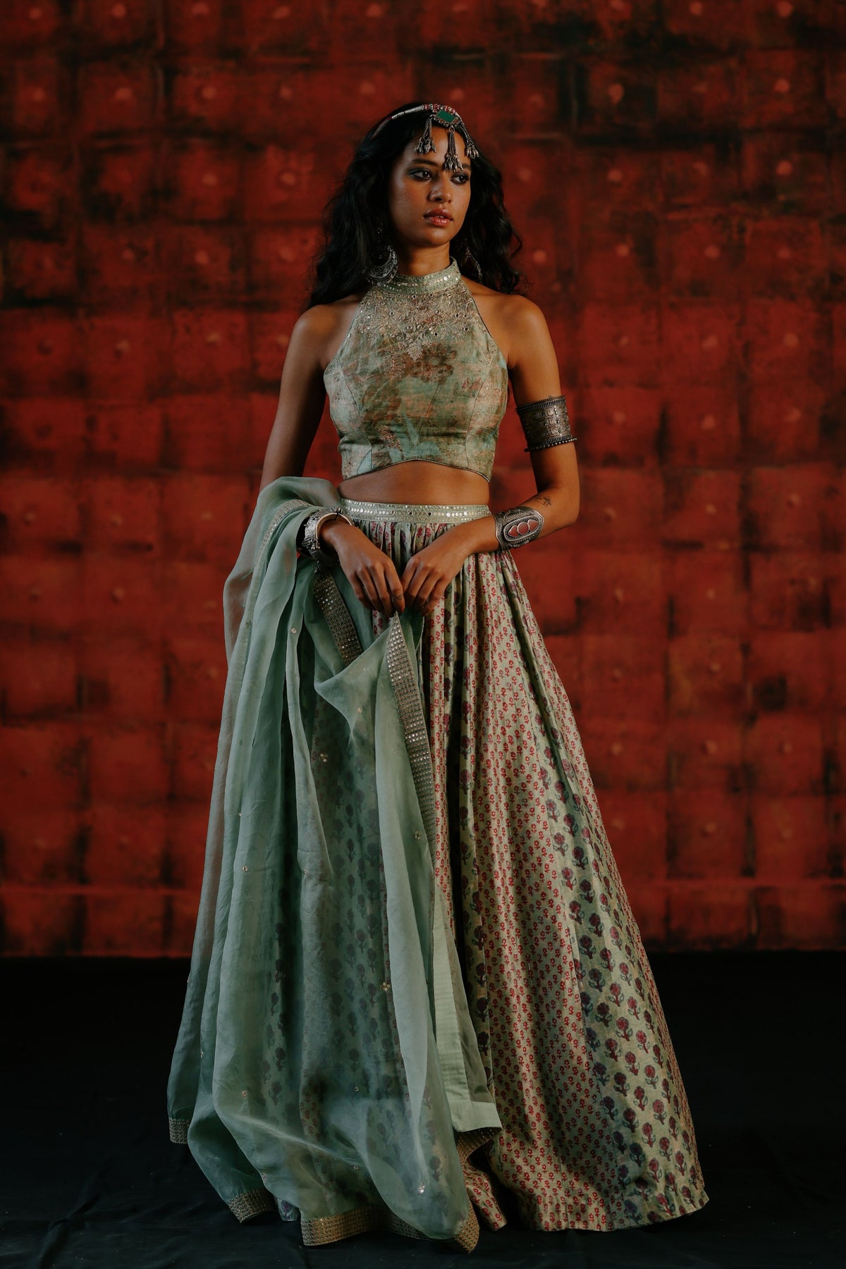 Mint Lehenga Set