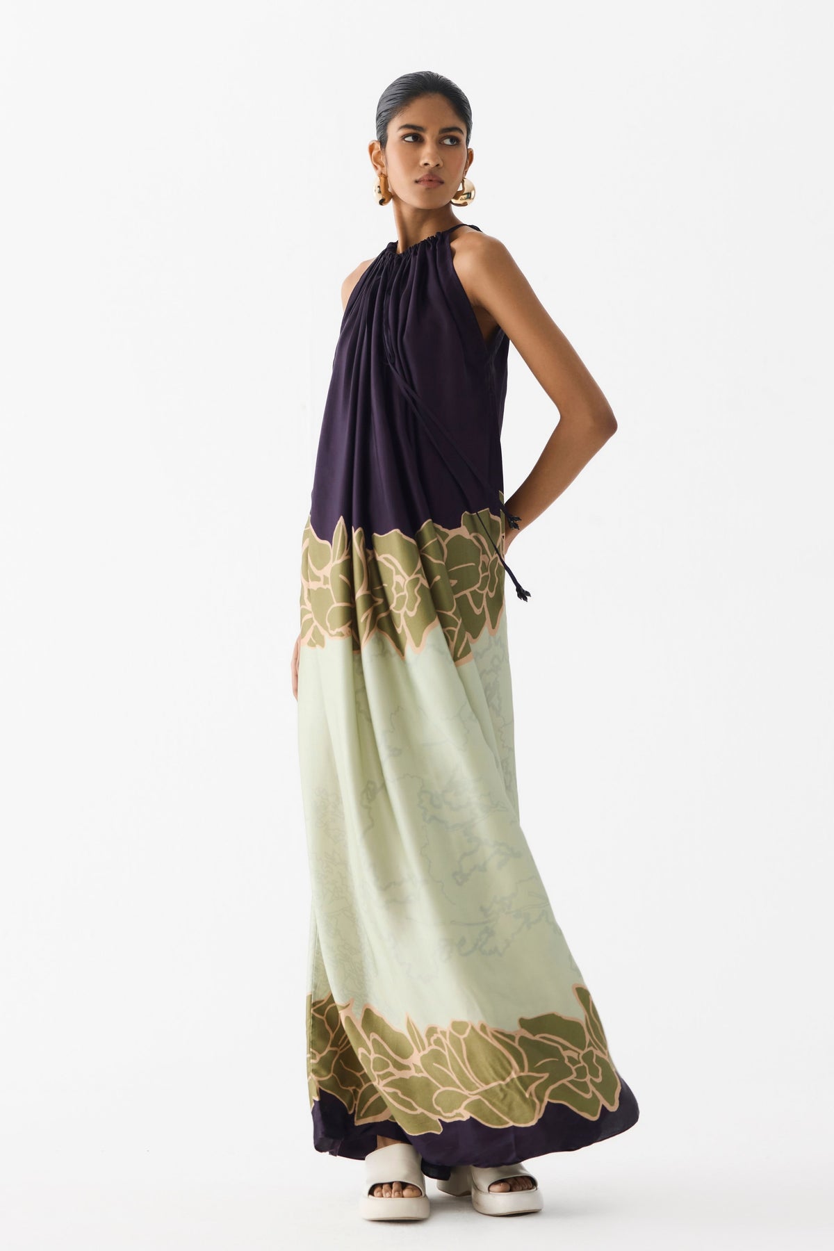 Green Alba Halter Dress