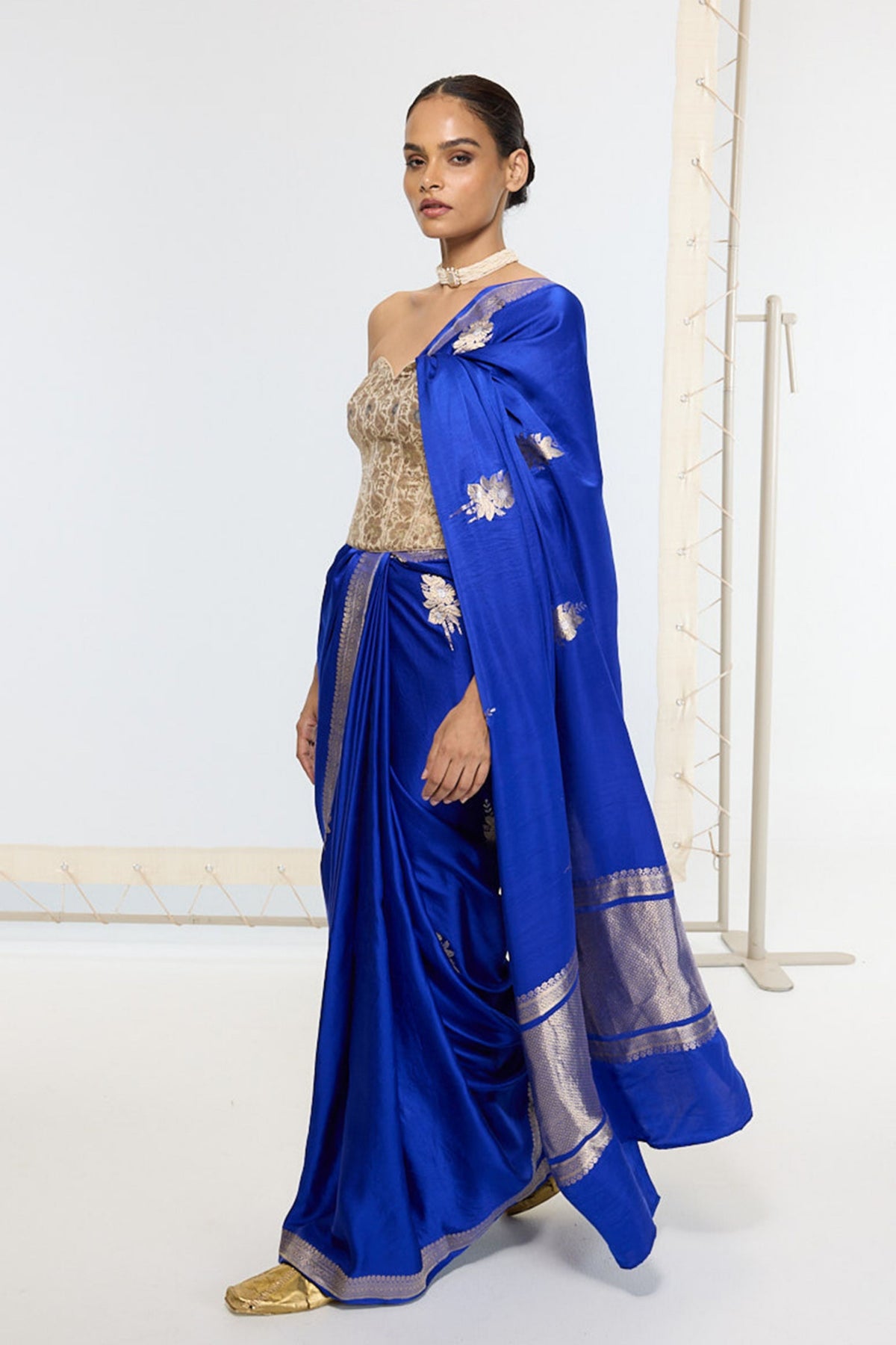 Handwoven Prussian Blue Saree