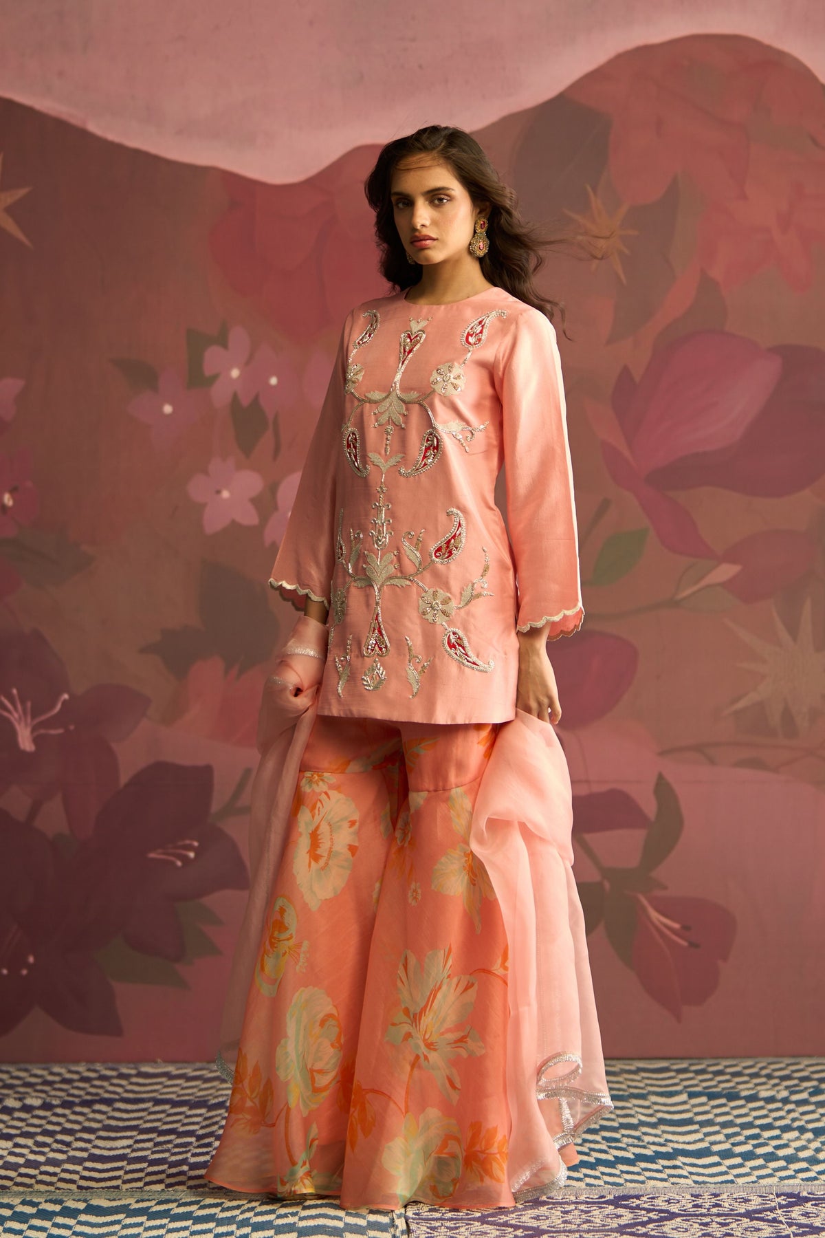 Peach Ember Sharara Set