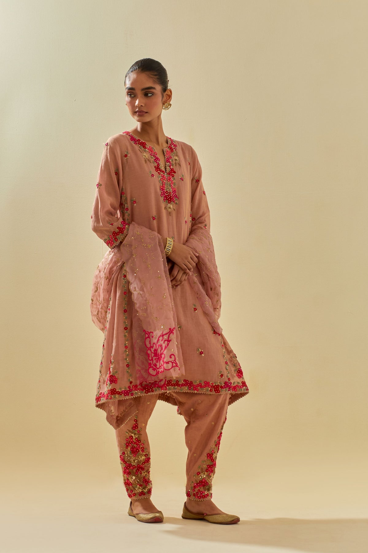Pink Kalidar Kurta Set