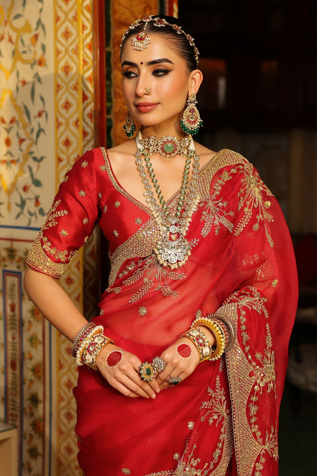 Ahista Red Saree Set