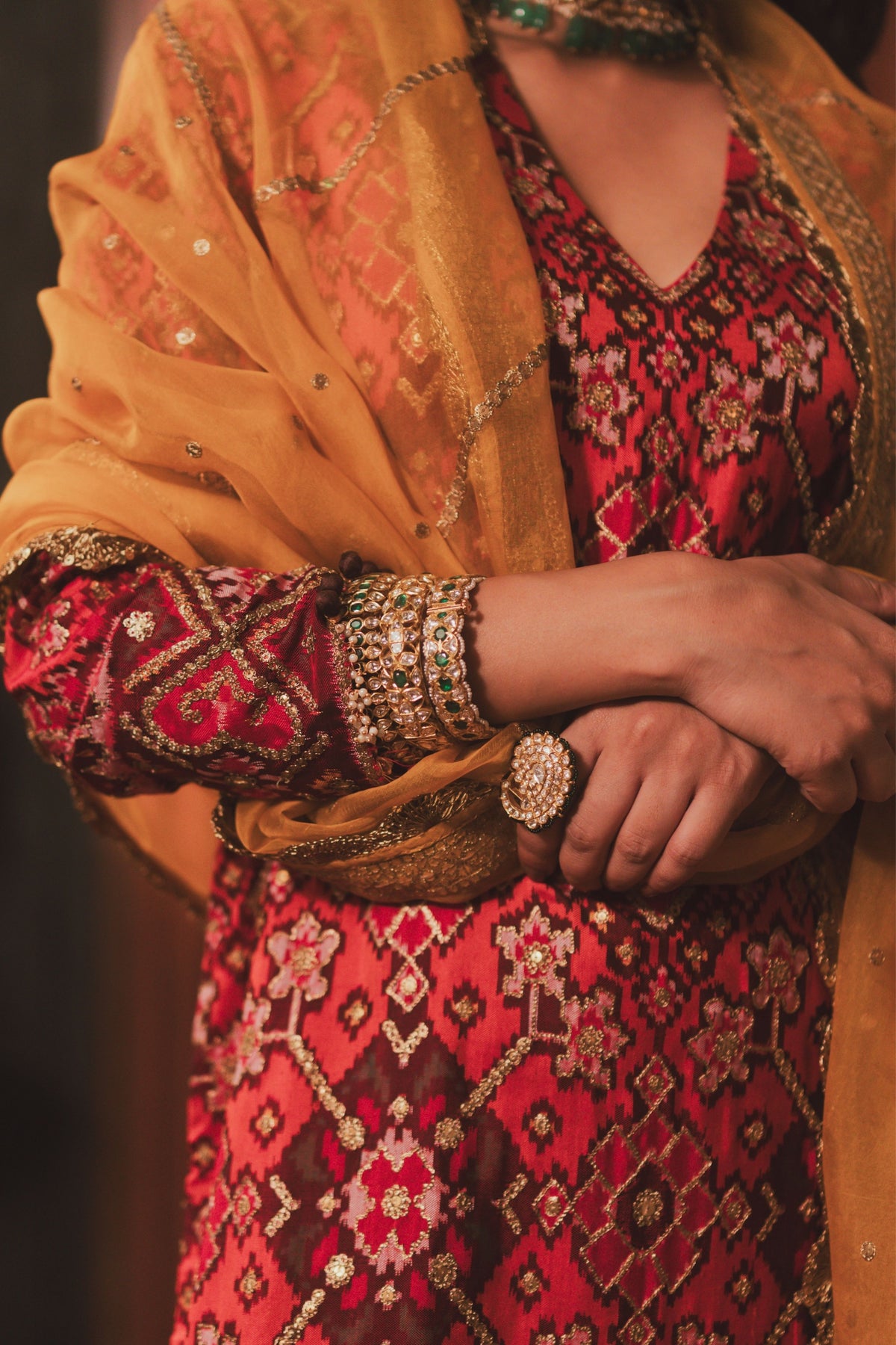 Mustard Organza Dupatta