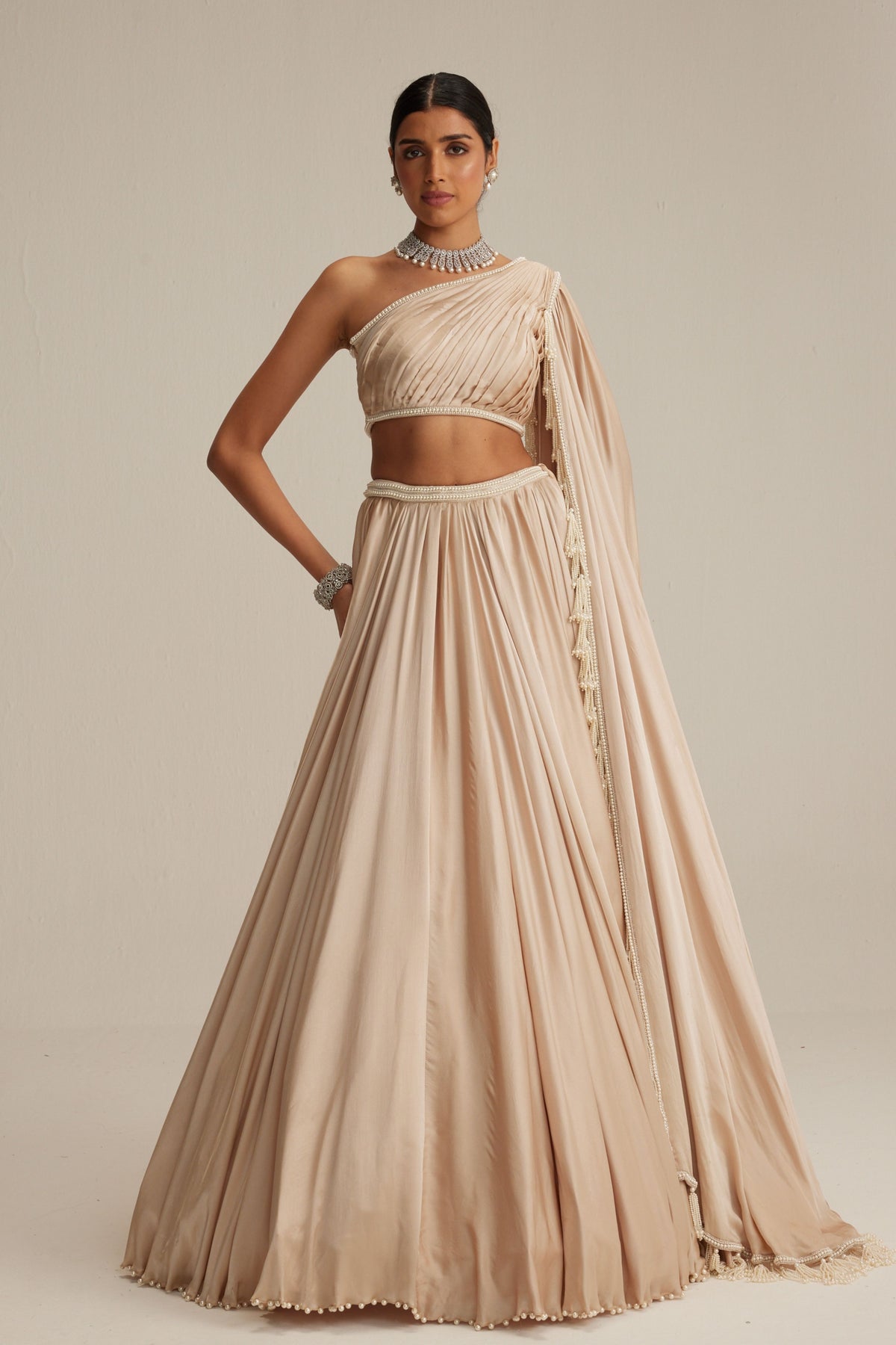 Light Beige Lehenga Set