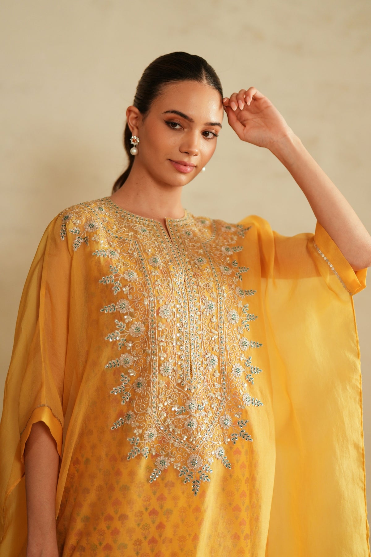 Mustard Kaftan Set
