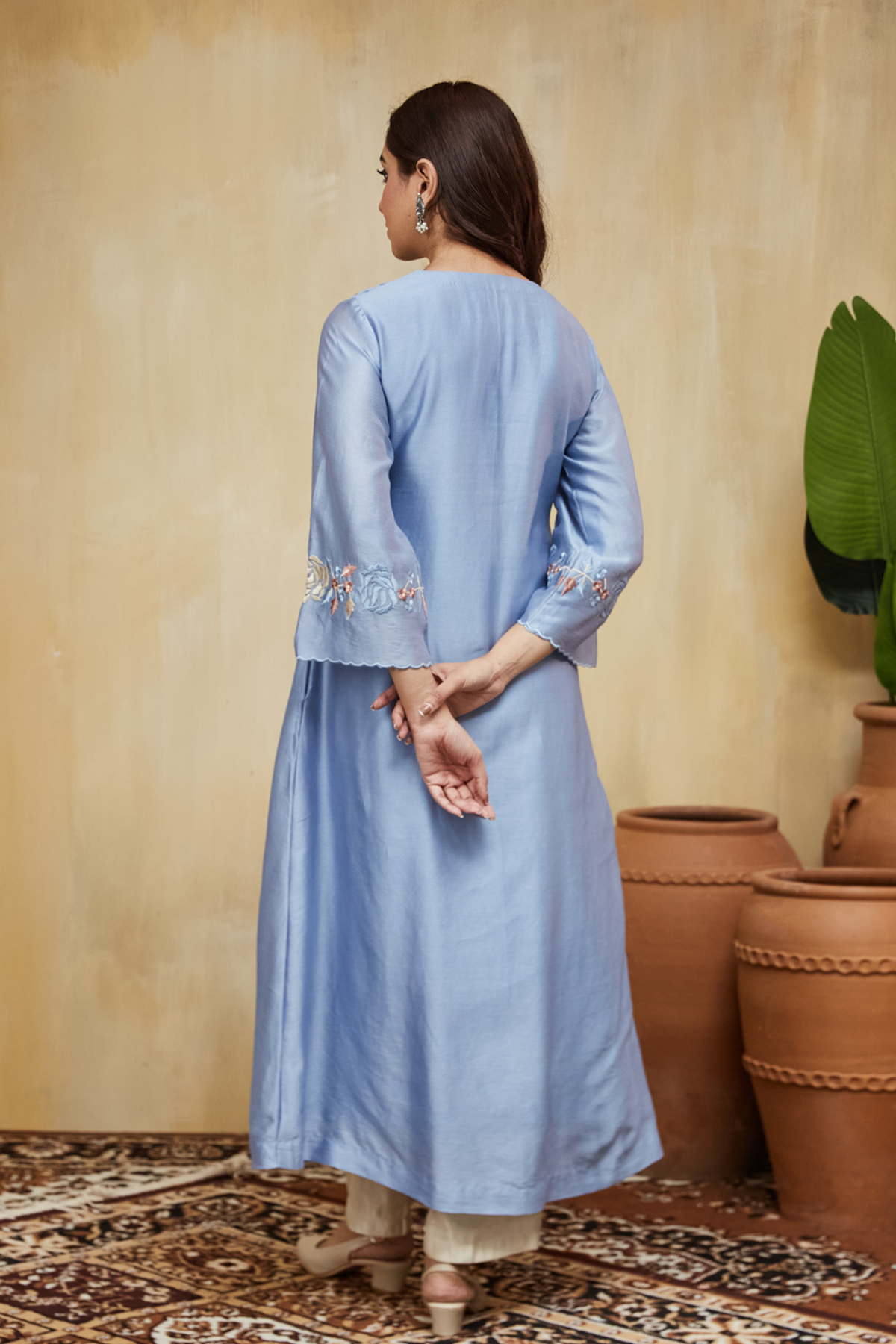 Pastel Blue Chanderi Safa Kurta Set