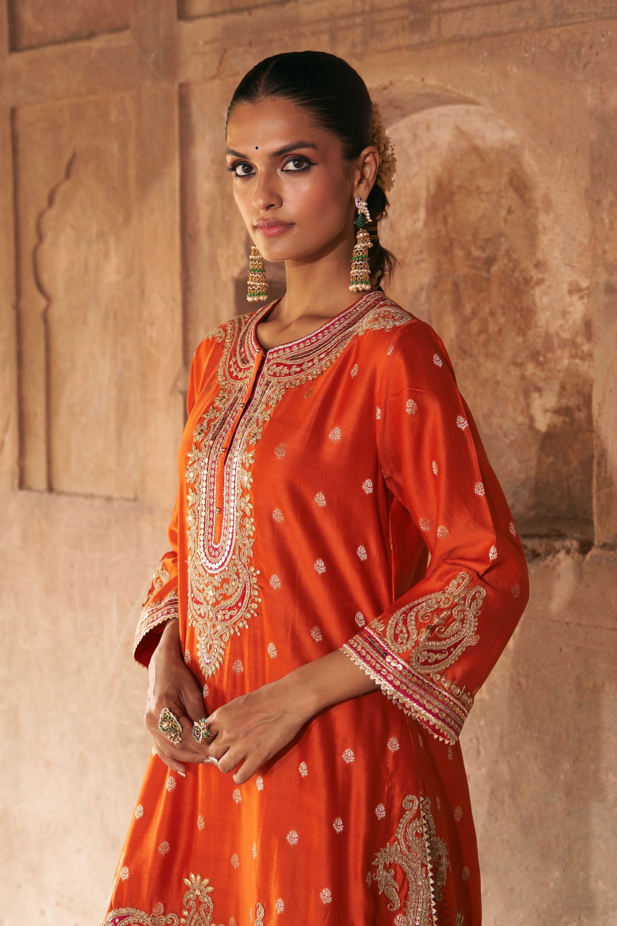 Farhana Orange Kurta Set
